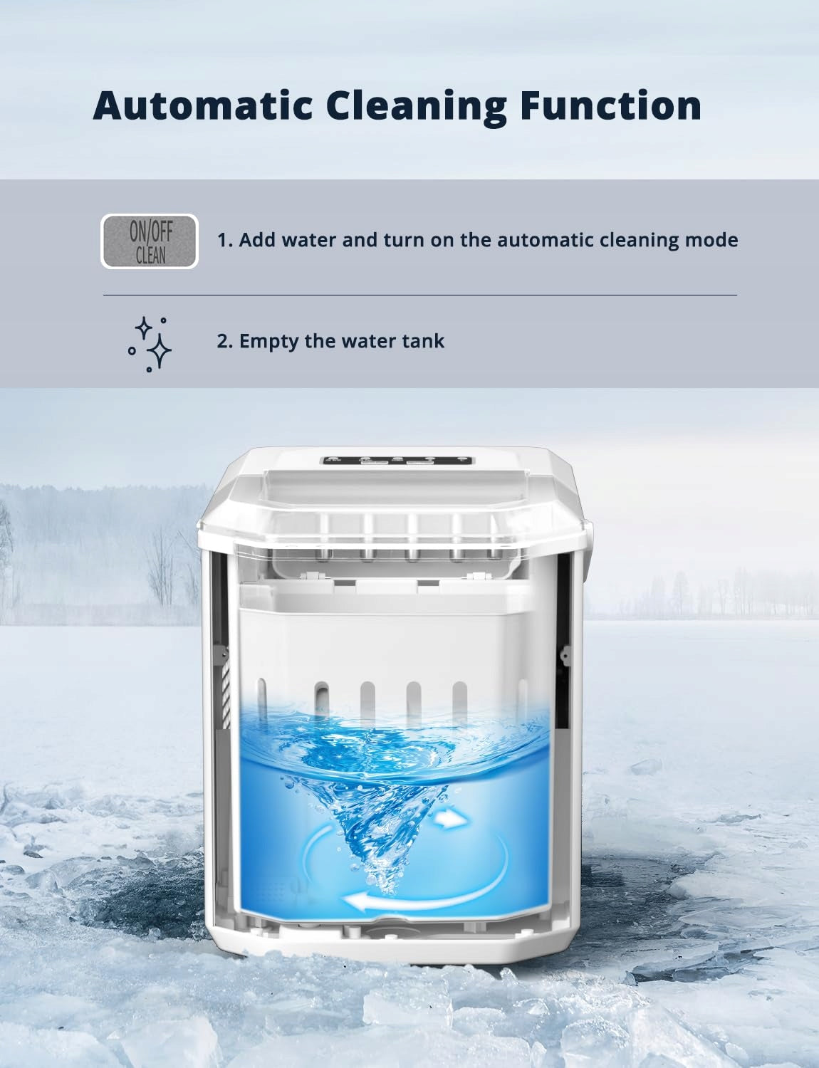 PORTABLE ICE MAKER - 2 SIZES, SELF-CLEANING FUNCTION Manufacturer code KOSTKARKA DO LODU  25x32x31 cm poj. 12kg