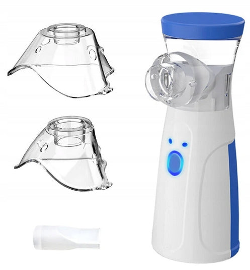 PORTABLE INHALER MESH NEBULIZER WHITE-BLUE UNIVERSAL 2 MASKS