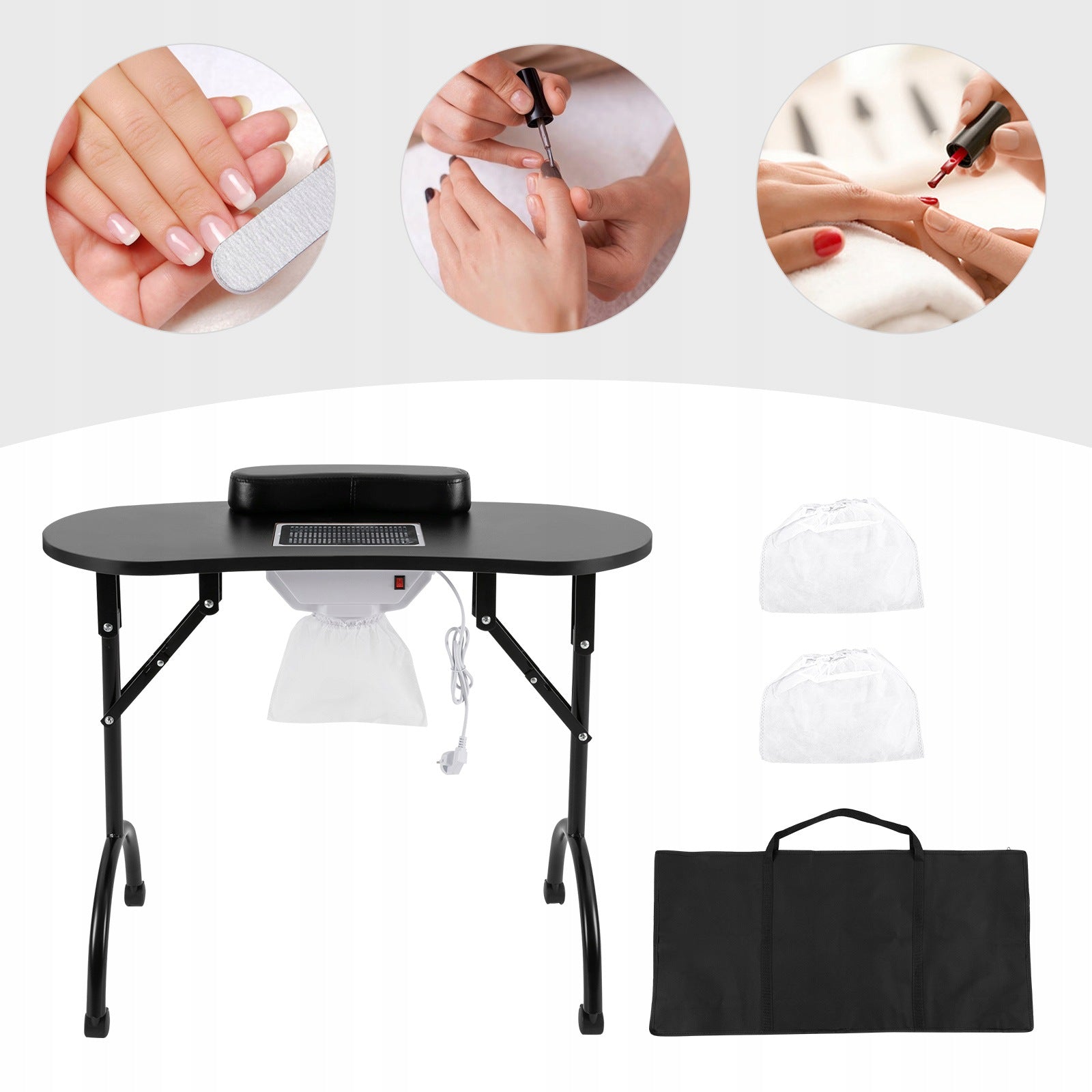 PORTABLE MANICURE TABLE WITH SUCTION FOLDABLE NAIL TABLE 90*40*72.5CM Medical device no