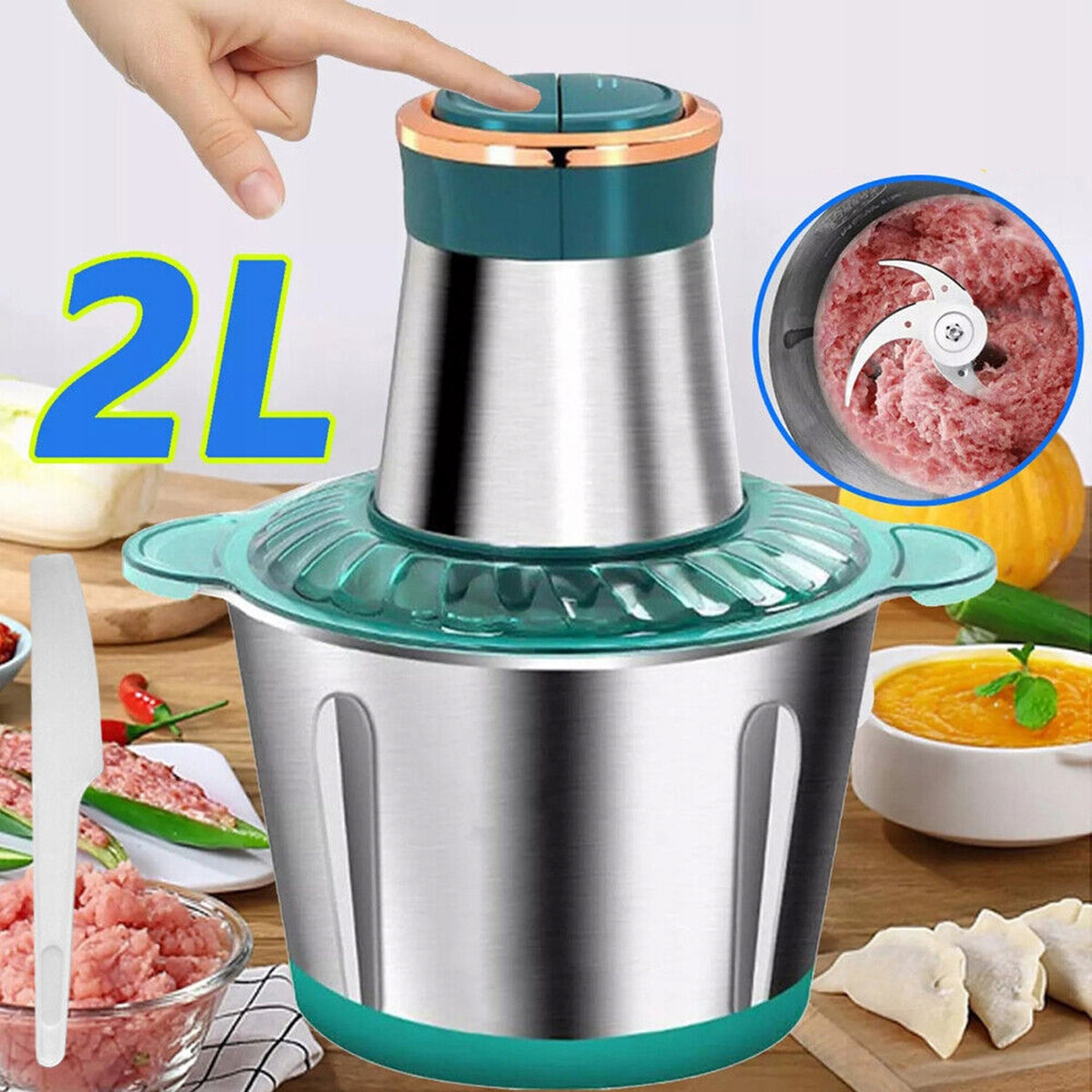 PORTABLE MEAT GRINDER STAINLESS STEEL 2L 250W FOR FRUITS AND VEGETABLES Manufacturer code 6HG3754GNEU34