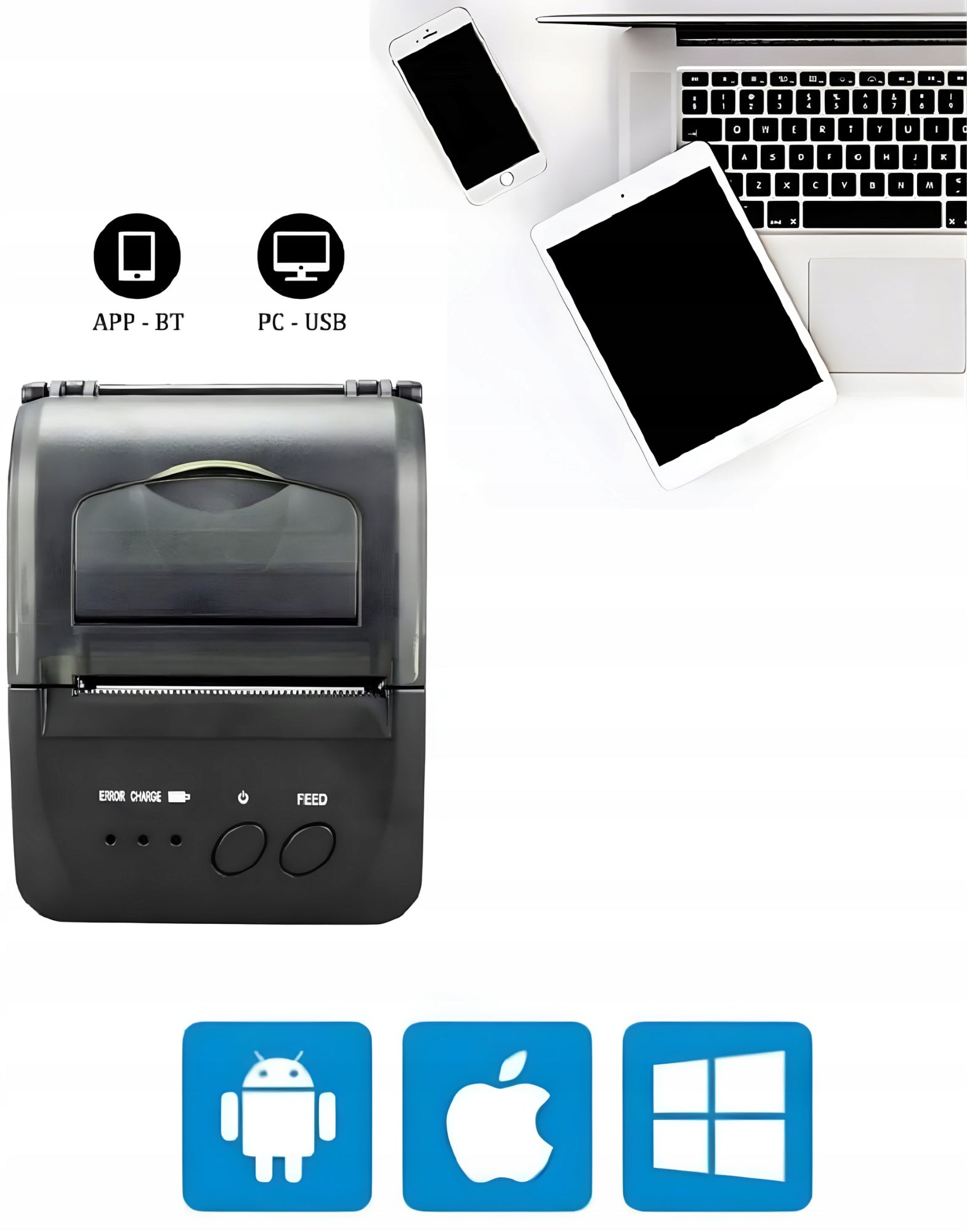 PORTABLE MINI MOBILE THERMAL PRINTER FOR BLUETOOTH USB RECEIPTS Packaging status original