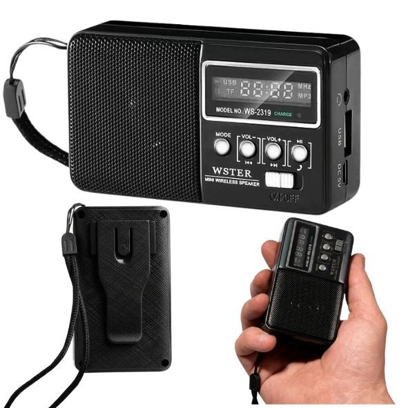 PORTABLE MINI RADIO FM POCKET DIGITAL BLUETOOTH CLIP WSTER WS-2319