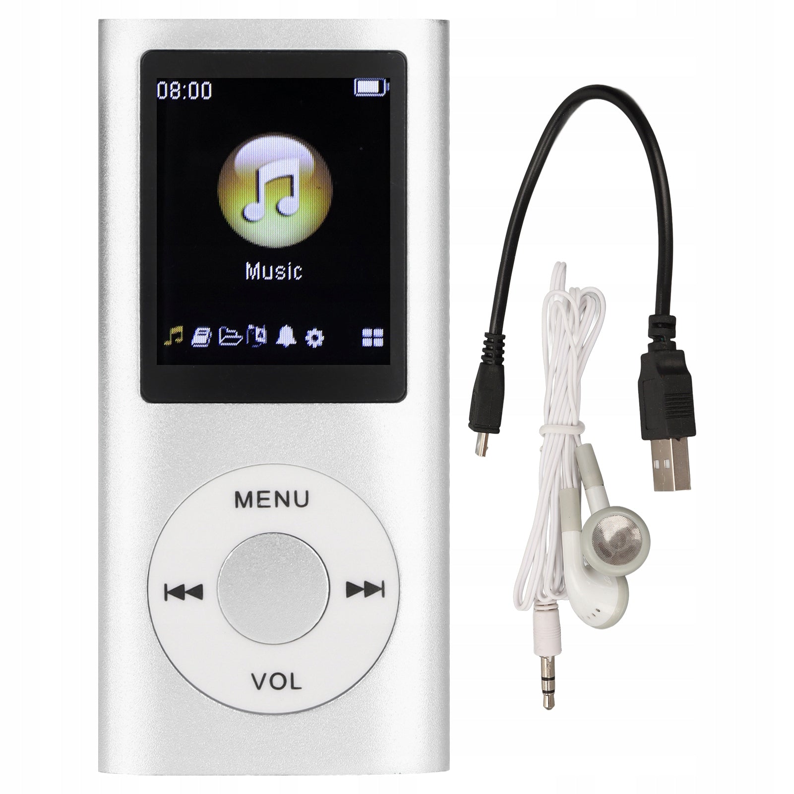 PORTABLE MP3 PLAYER MP4 1,8 INCH LCD SCREEN SILVER 200MAH