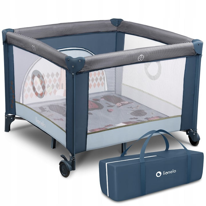PORTABLE PLAYPEN LIONELO FOLDING 100x100 CM WHEELS WITH LOCK