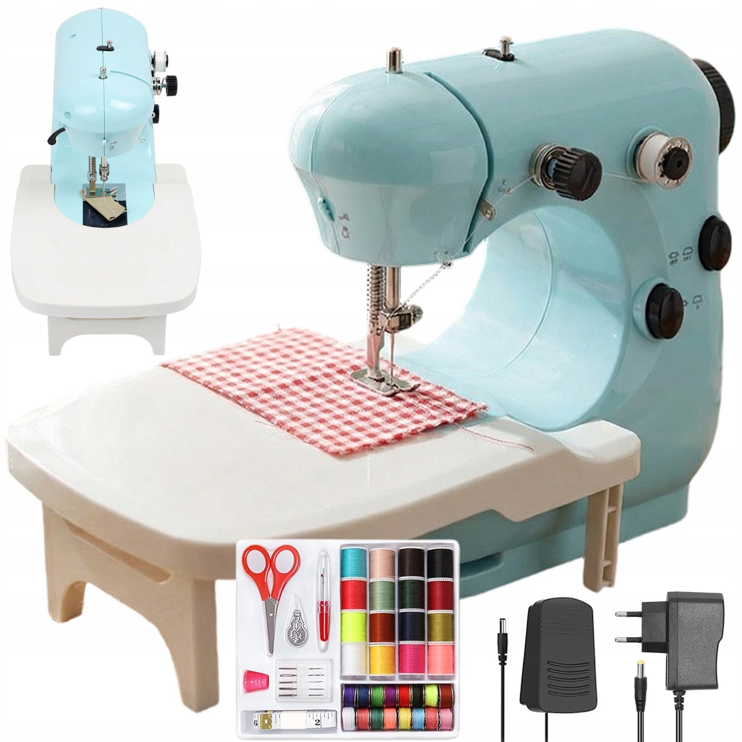 PORTABLE SEWING MACHINE WITH PEDAL + LED LIGHTING SEWING KIT Manufacturer code 7gvse8gr