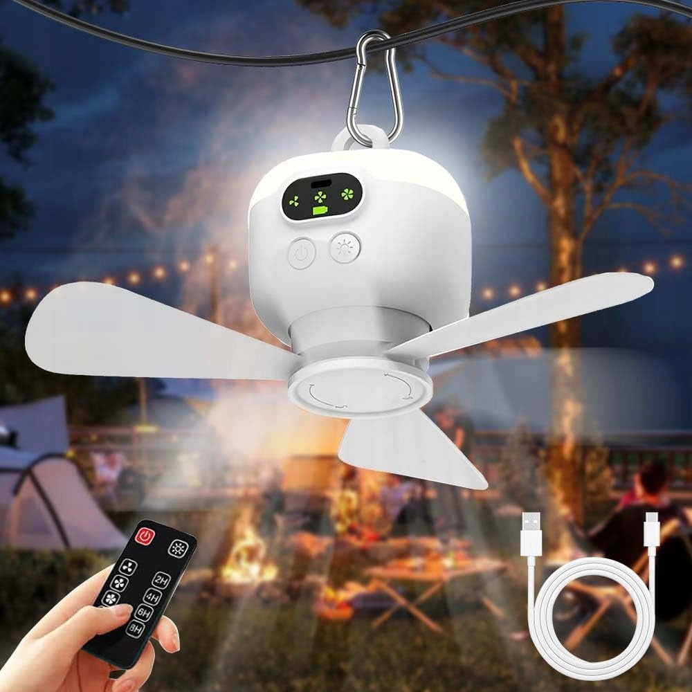PORTABLE SMALL CEILING FAN, CEILING FAN WITH REMOTE CONTROL LIGHT Power supply rechargeable battery