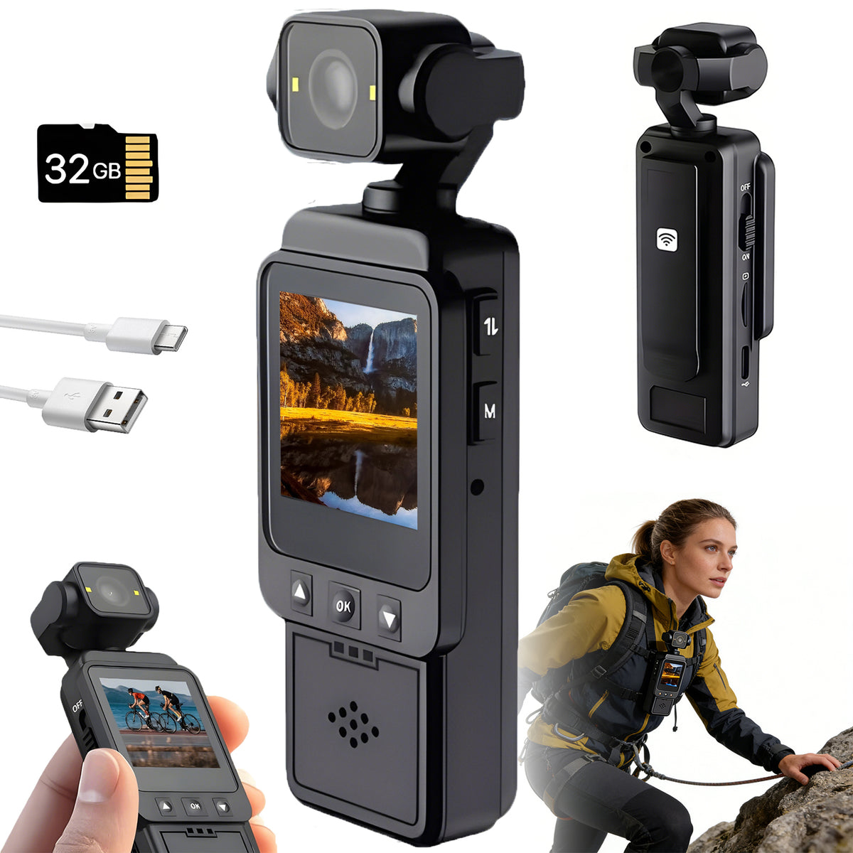 PORTABLE SPORTS CAMERA WITH 360° ROTATION SPORTS CAMERA FOR BICYCLES