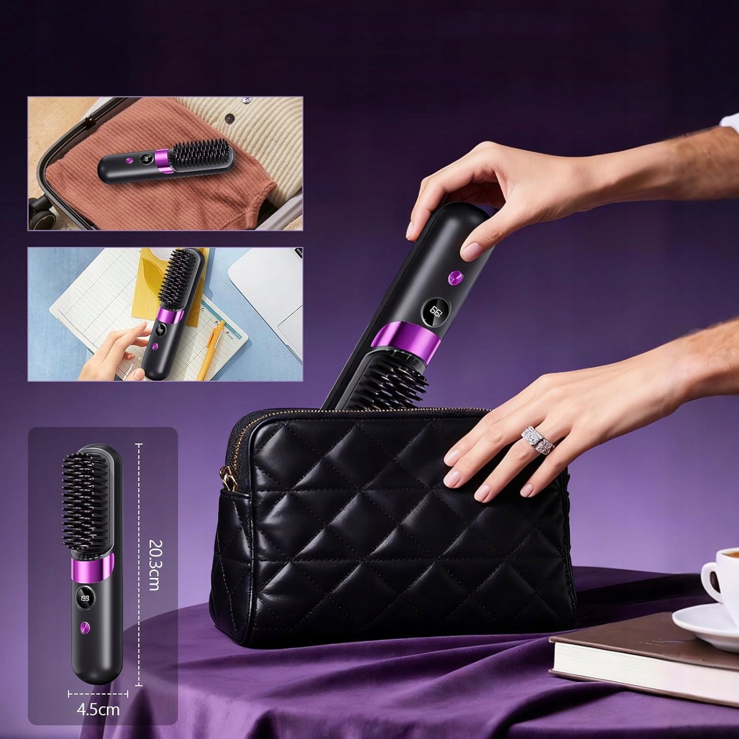PORTABLE THERMAL BRUSH STRAIGHTENING BRUSH HAIR STRAIGHTENER Packaging status original