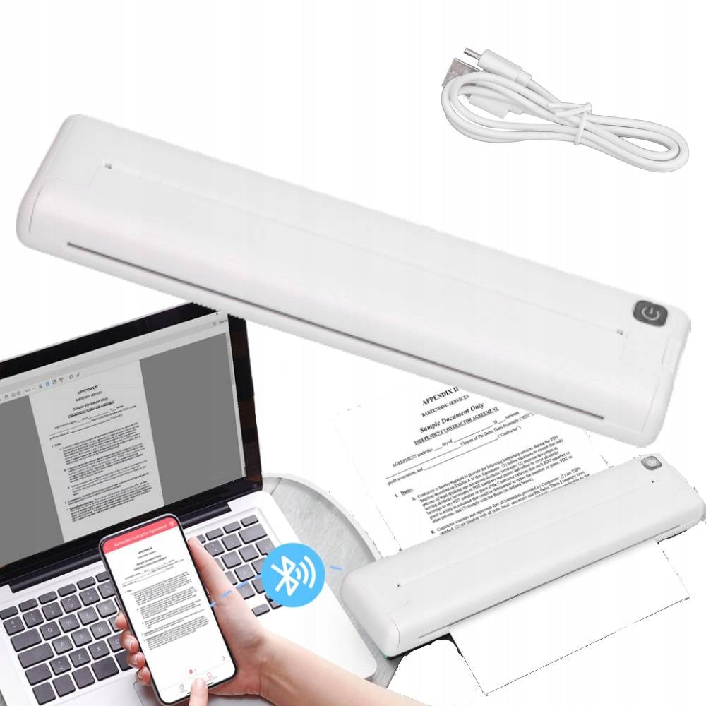 PORTABLE THERMAL PRINTER A4 218MM BLUETOOTH WITHOUT INK SPEED 10MM/S
