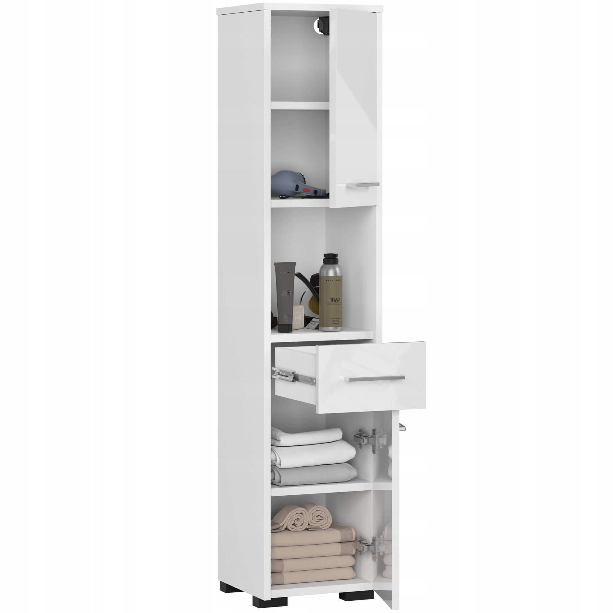 POST BATHROOM SHELVING UNIT FIN 2D 1SZ 1W PK WHITE / WHITE GLOSS Furniture color white