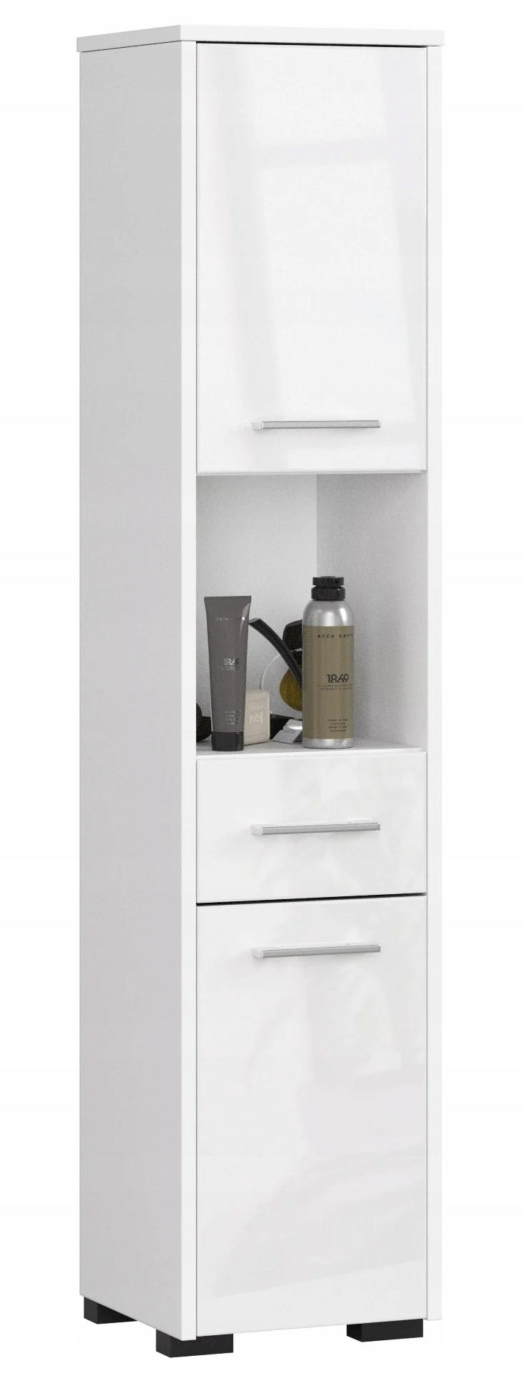 POST BATHROOM SHELVING UNIT FIN 2D 1SZ 1W PK WHITE / WHITE GLOSS