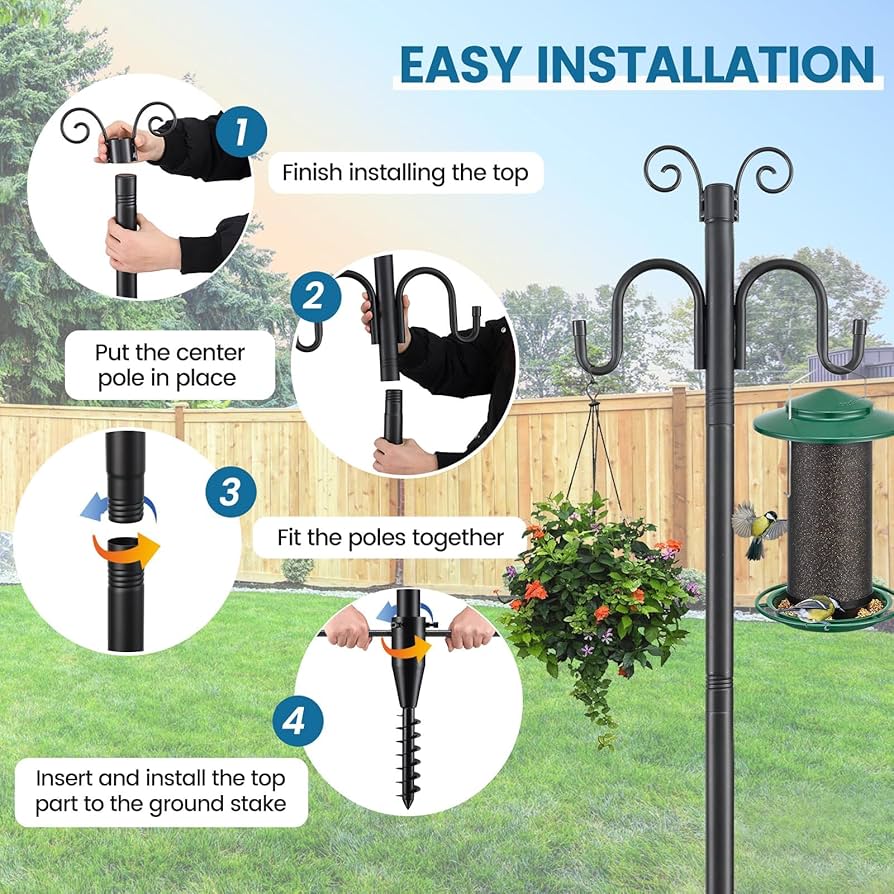 POST FOR LIGHT GARLAND 270 cm GARDEN POLE FOR LIGHTS Thread type built-in LED source