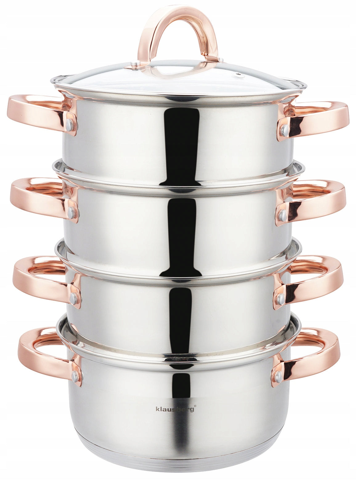 POT 2,5L STEAMING induction stainless steel pot + 3 CARTRIDGES Brand Klausberg