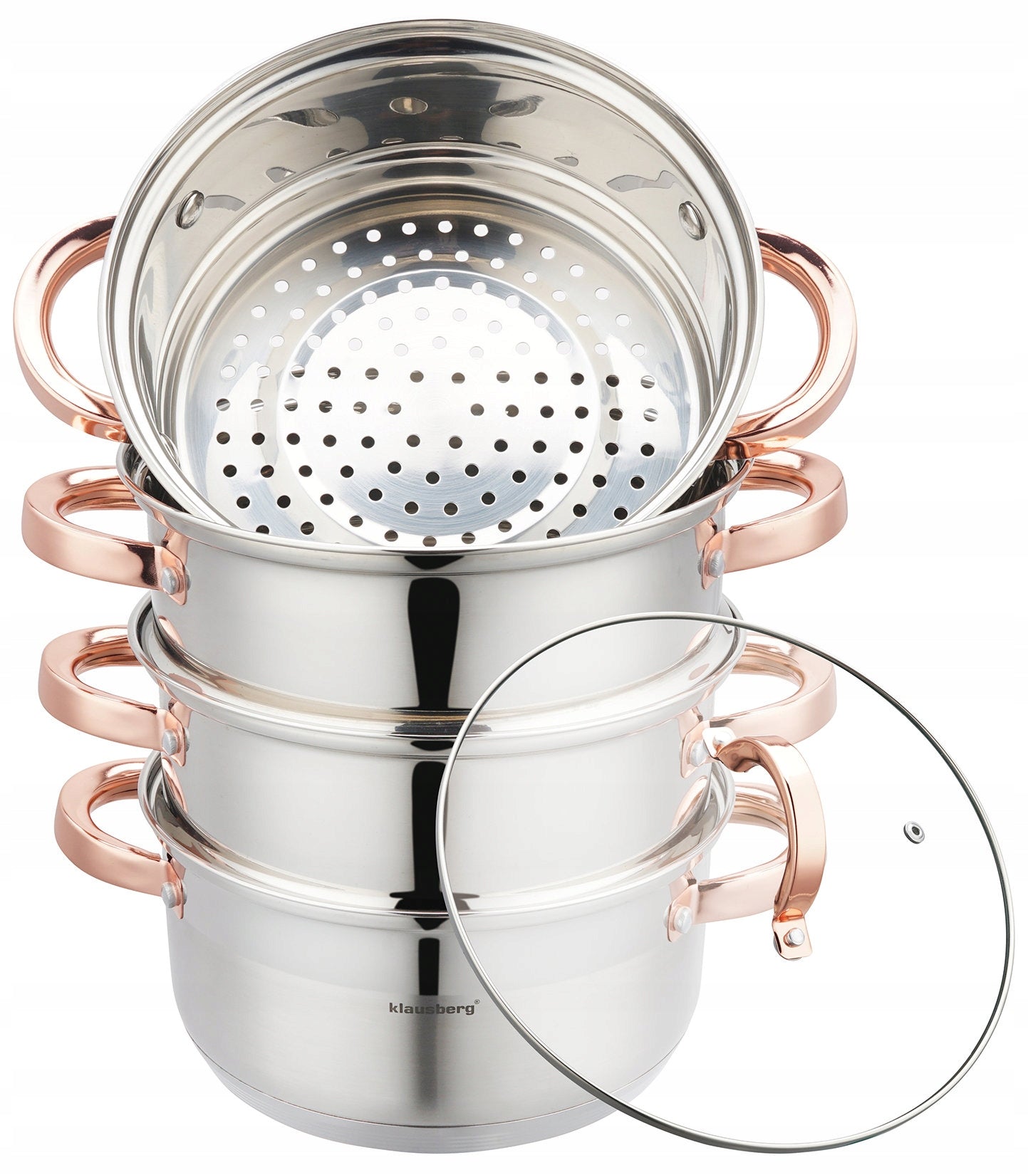 POT 20cm STEAMING induction stainless steel pot + 3 CARTRIDGES Brand Klausberg