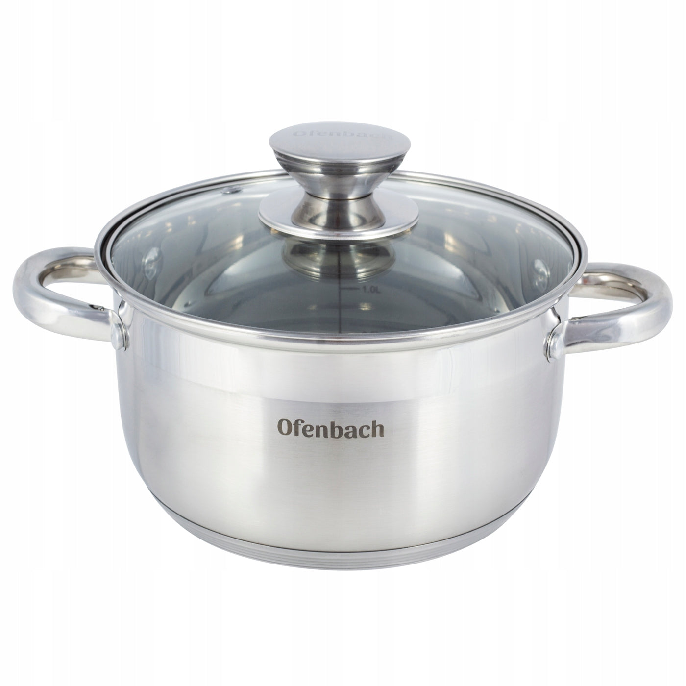 POT 3L 20cm + GLASS COVER STEEL UNIVERSAL INDUCTION OFENBACH Packaging status original