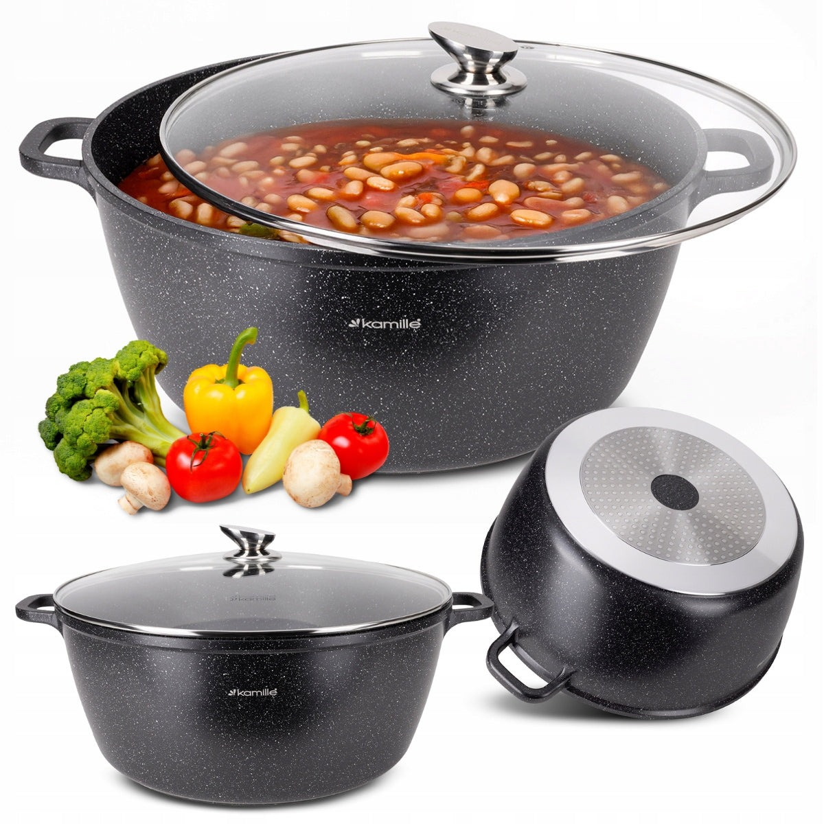 POT 40CM 18,5L TRADITIONAL STONE WITH LID INDUCTION GAS