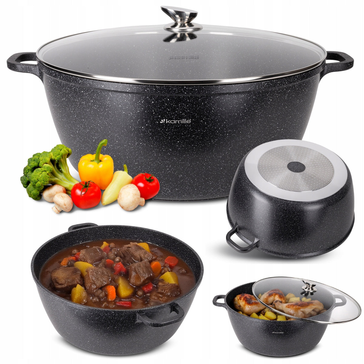 POT 44CM 22L TRADITIONAL STONE WITH LID INDUCTION GAS