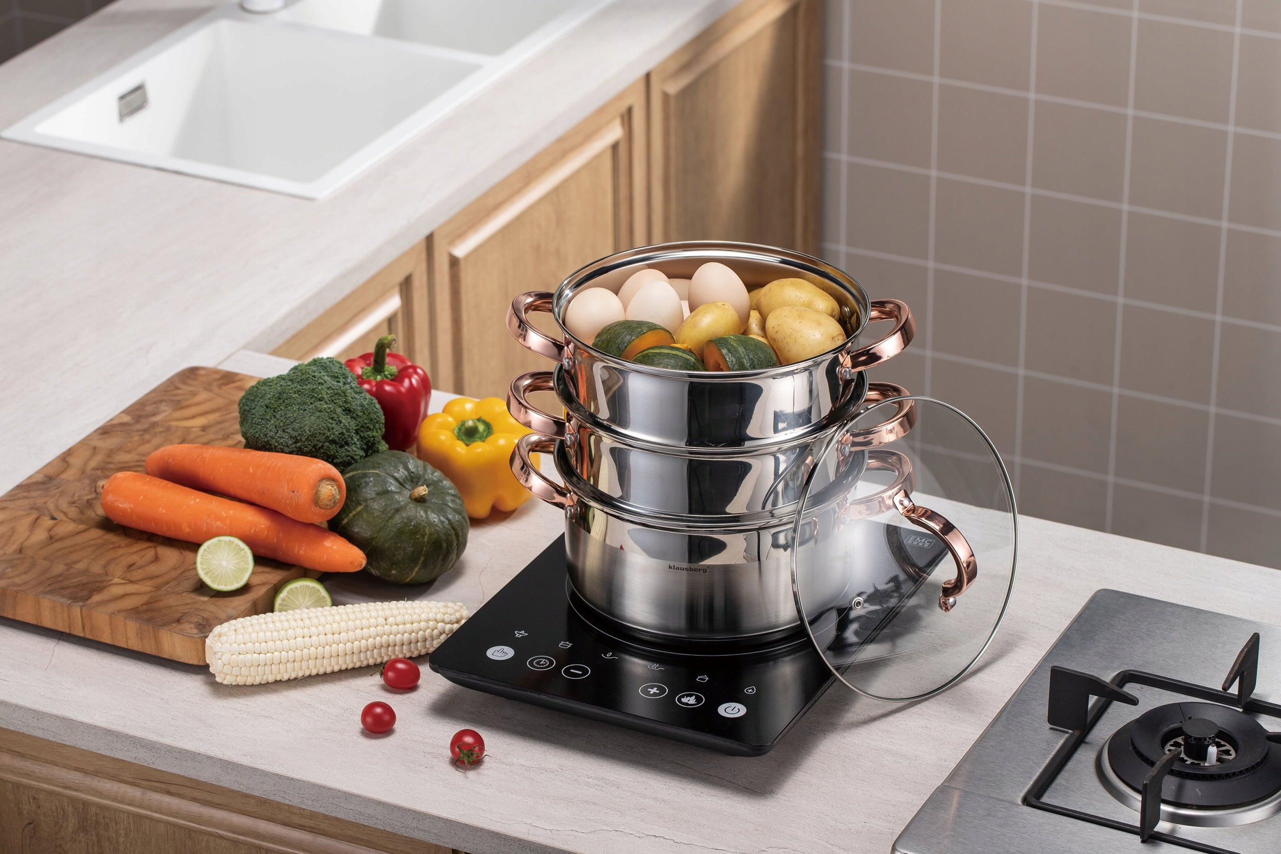 POT 5 L steaming induction stainless steel pot + 2 CARTRIDGES 24 cm Manufacturer code 5908287277359