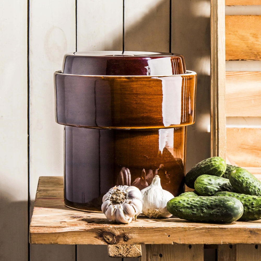 POT 5L CERAMIC HERMETIC- BRONZE IDEAL FOR CUCUMBERS FOR KITCHEN DECORATIVE Packaging status original
