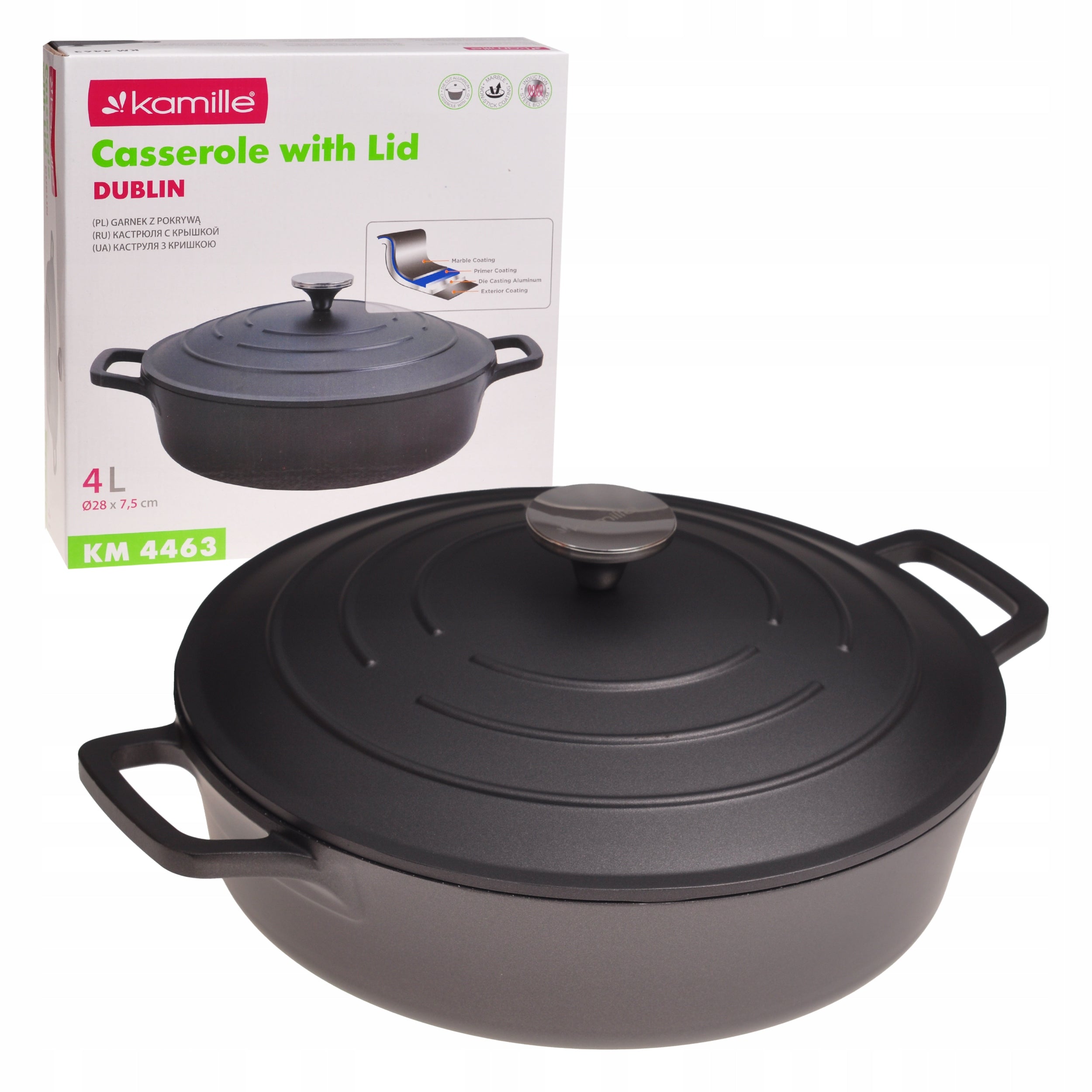 POT GAR cauldron 4,0 L PAN with lid for GAS INDUCTIONS KAMILLE