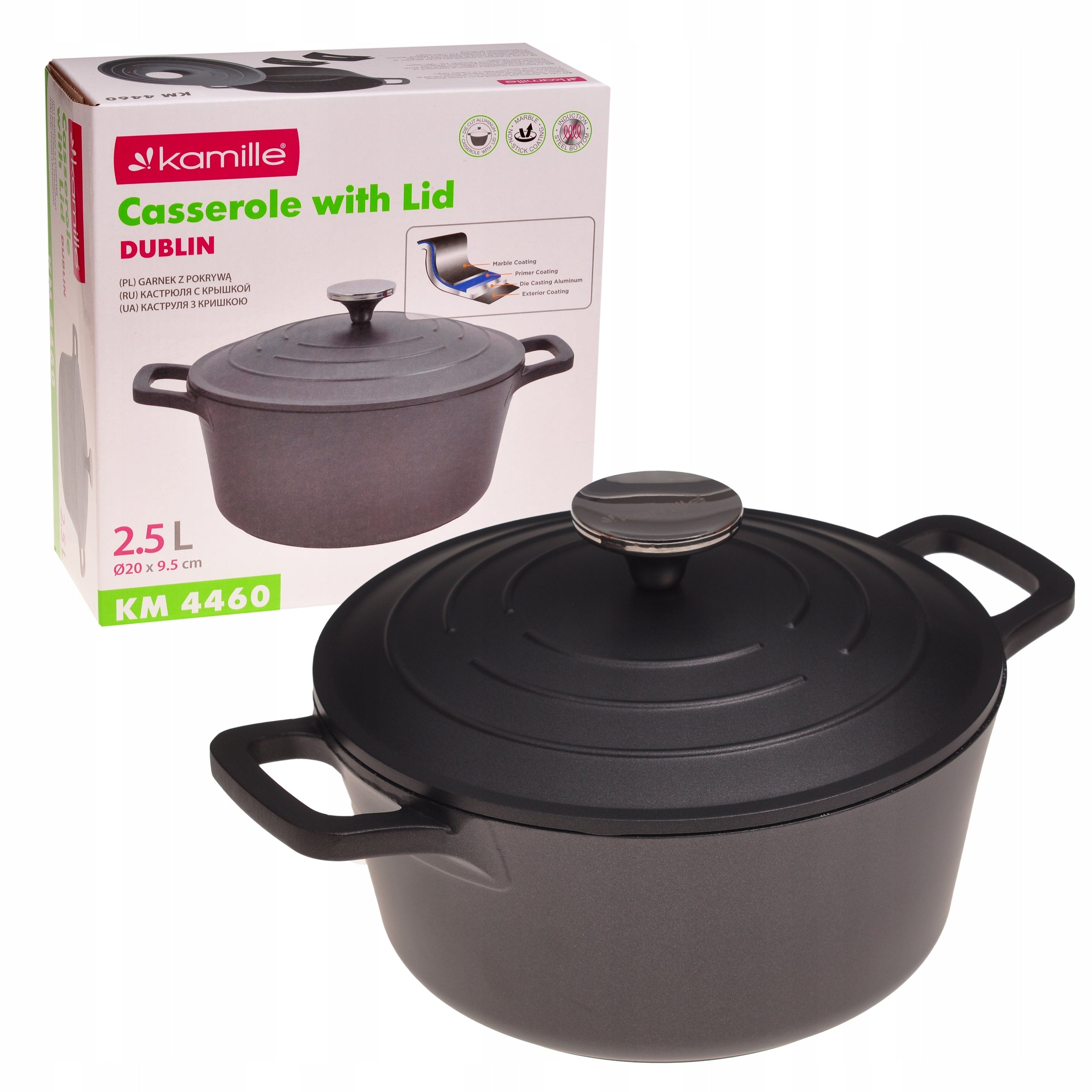 POT GAR cauldron with lid for GAS INDUCTIONS Kamille black 2,5l