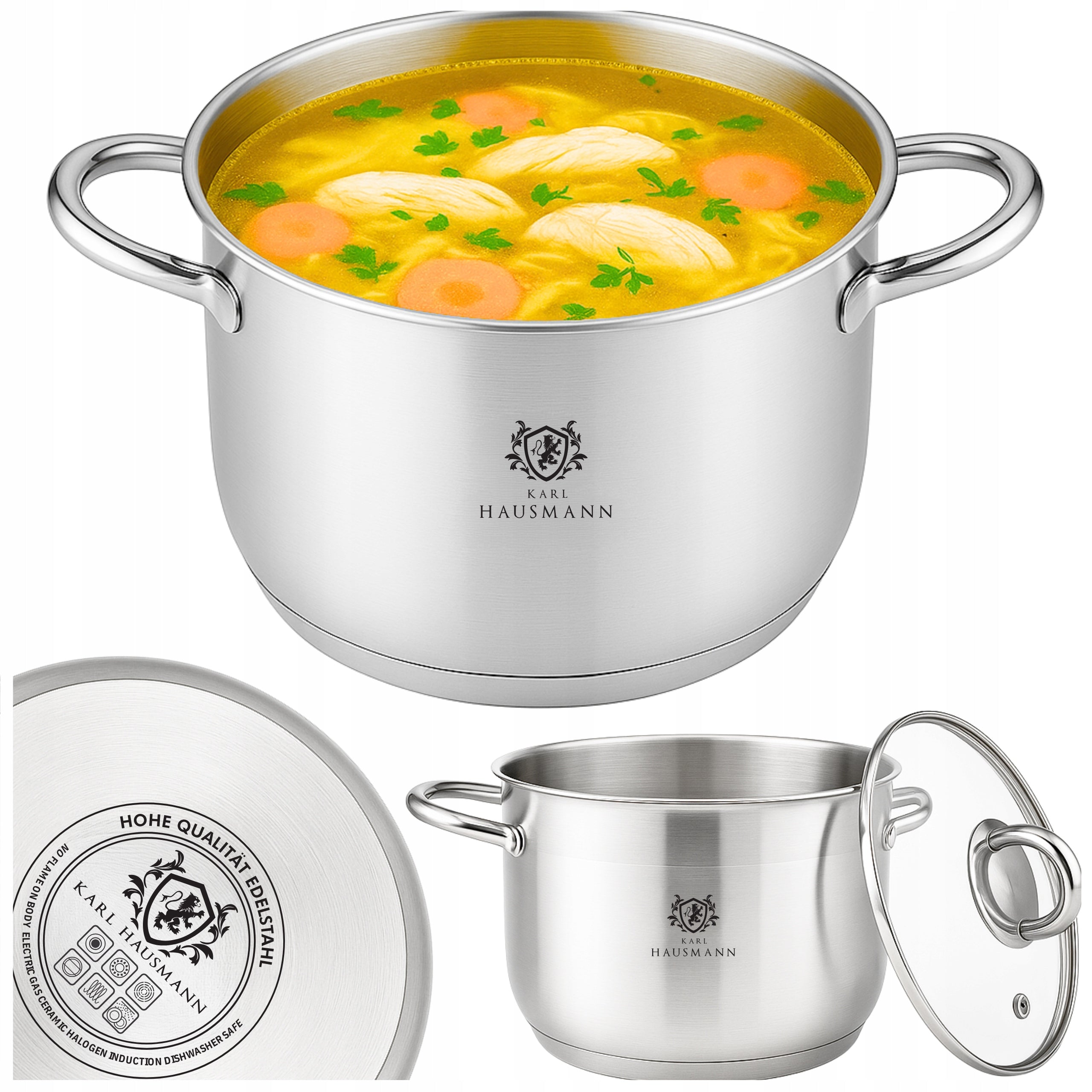 POT INDUCTION STAINLESS STEEL GAS 3L 20cm WITH LID POTS SOLID