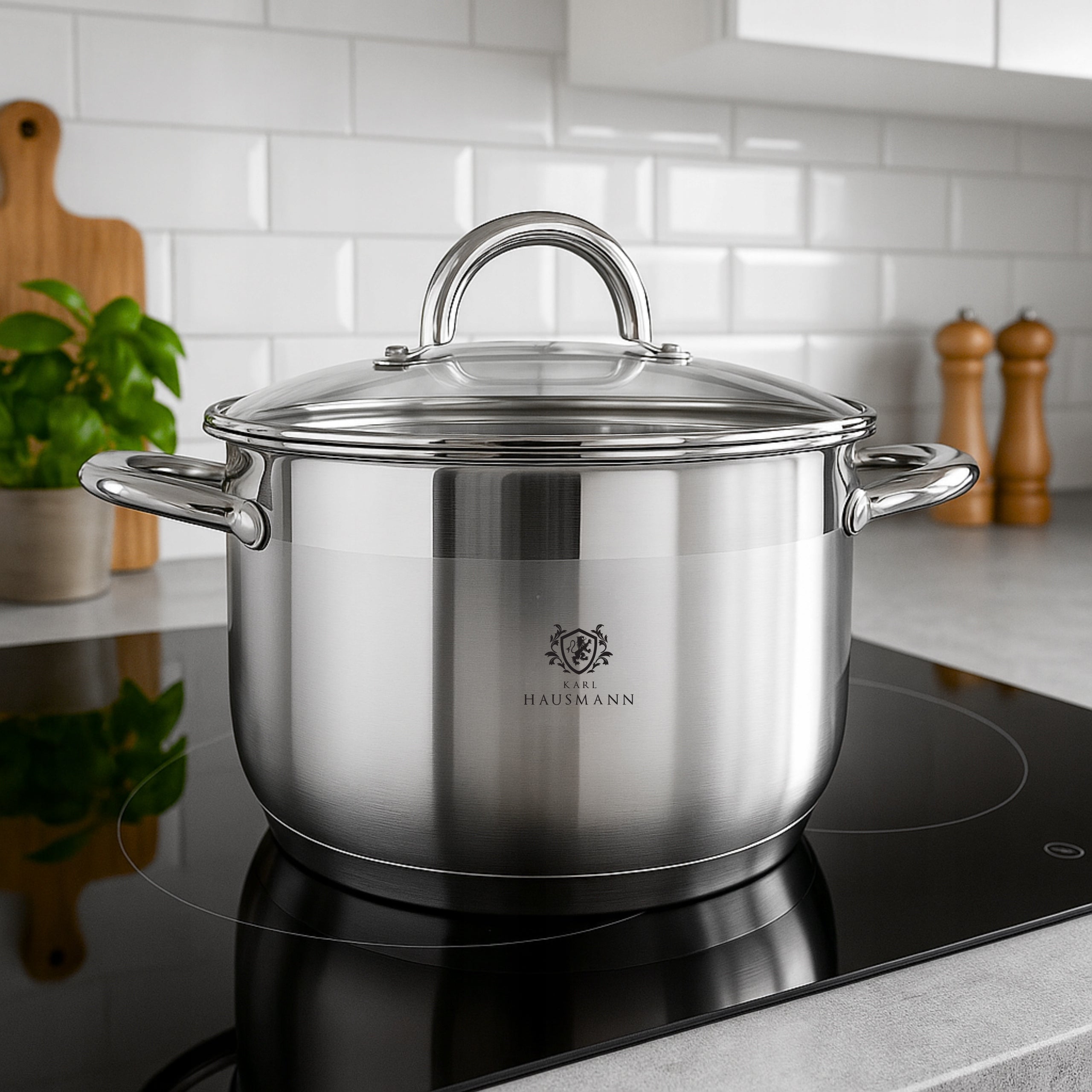 POT INDUCTION STAINLESS STEEL GAS 4L 24cm WITH LID POTS SOLID Packaging status original