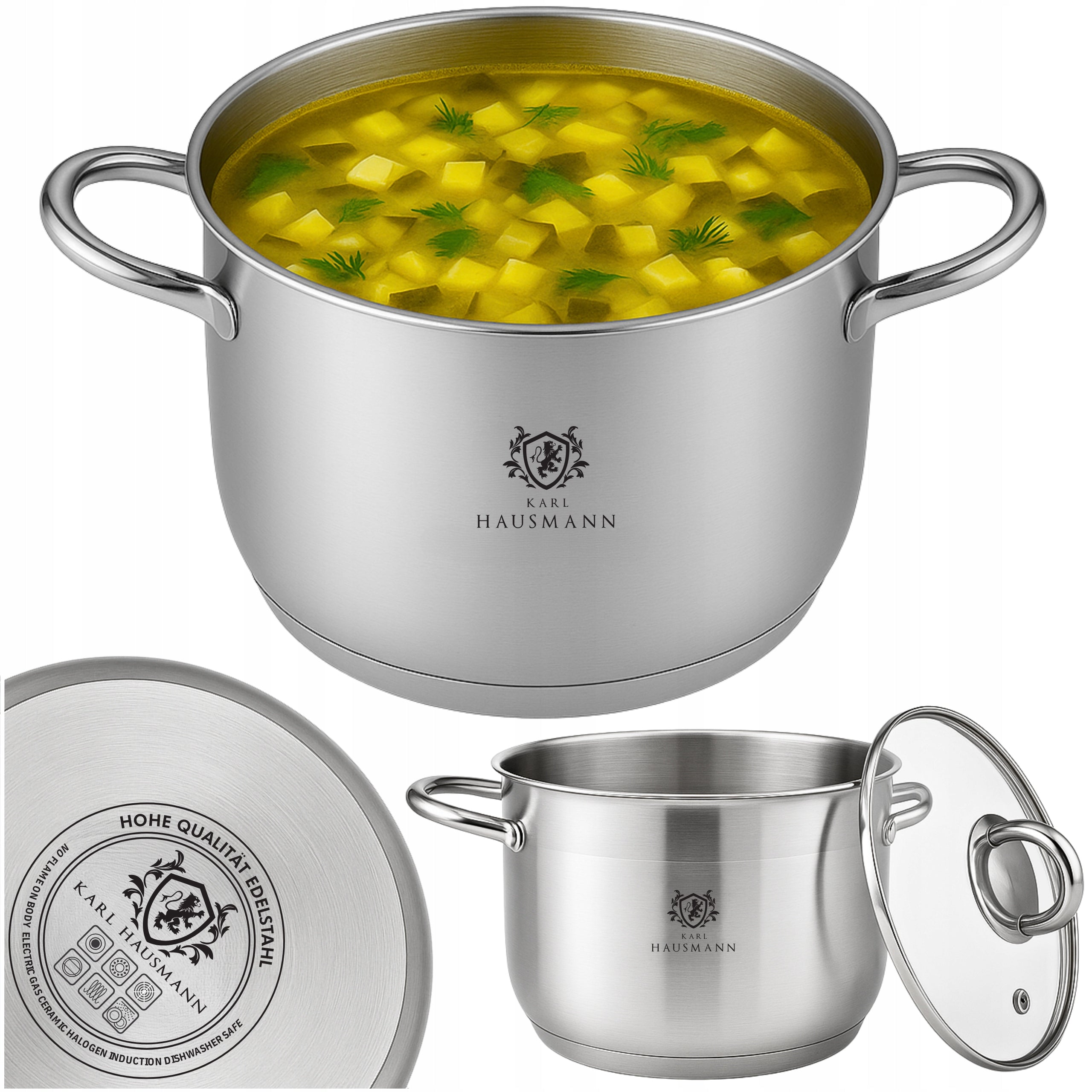 POT INDUCTION STAINLESS STEEL GAS 4L 24cm WITH LID POTS SOLID
