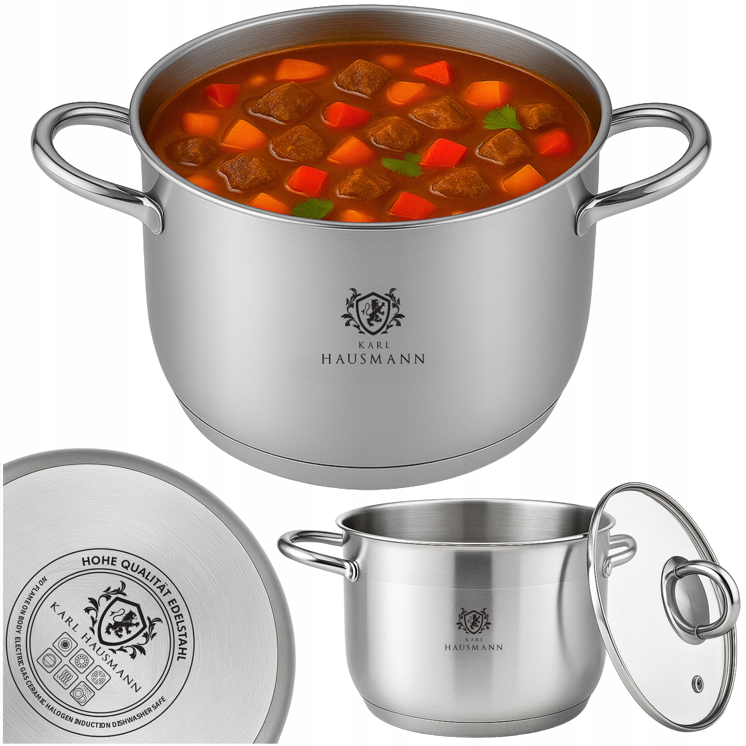 POT INDUCTION STAINLESS STEEL GAS 5L 24cm WITH LID POTS SOLID