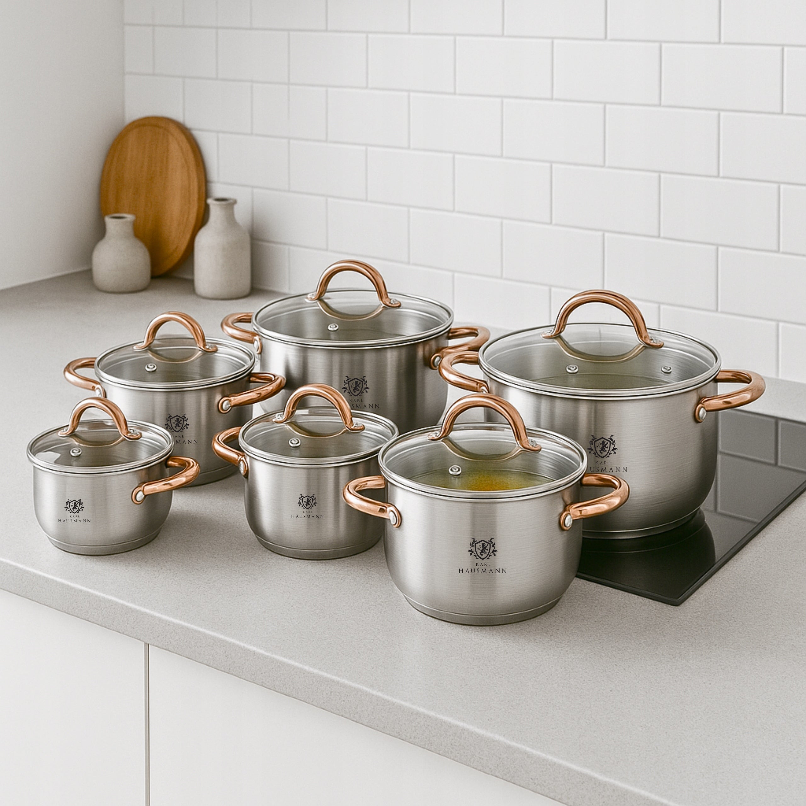 POT INDUCTION STAINLESS STEEL GAS 6L 26cm WITH LID POTS GOLD EAN (GTIN) 5905155024039