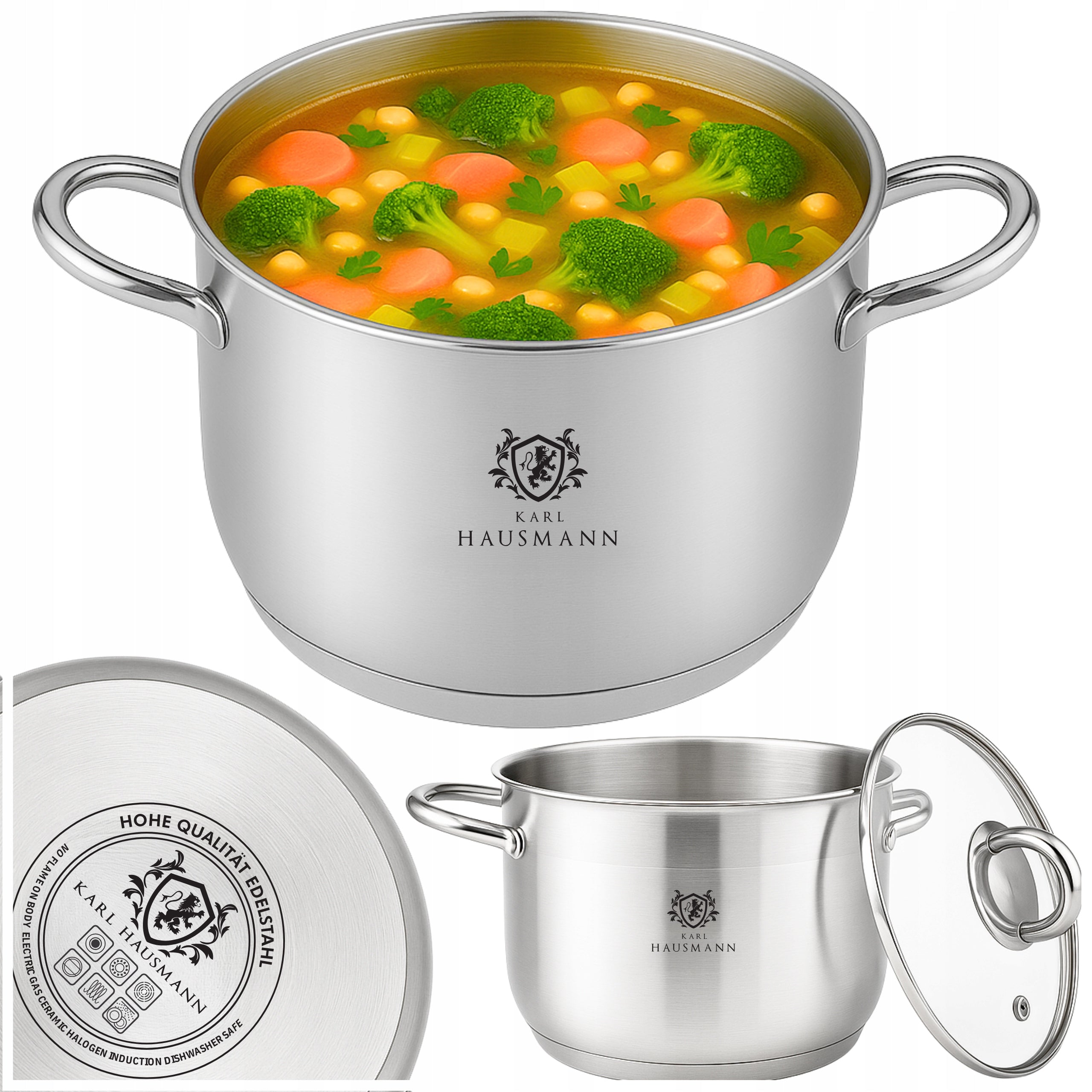 POT INDUCTION STAINLESS STEEL GAS 6L 26cm WITH LID POTS SOLID