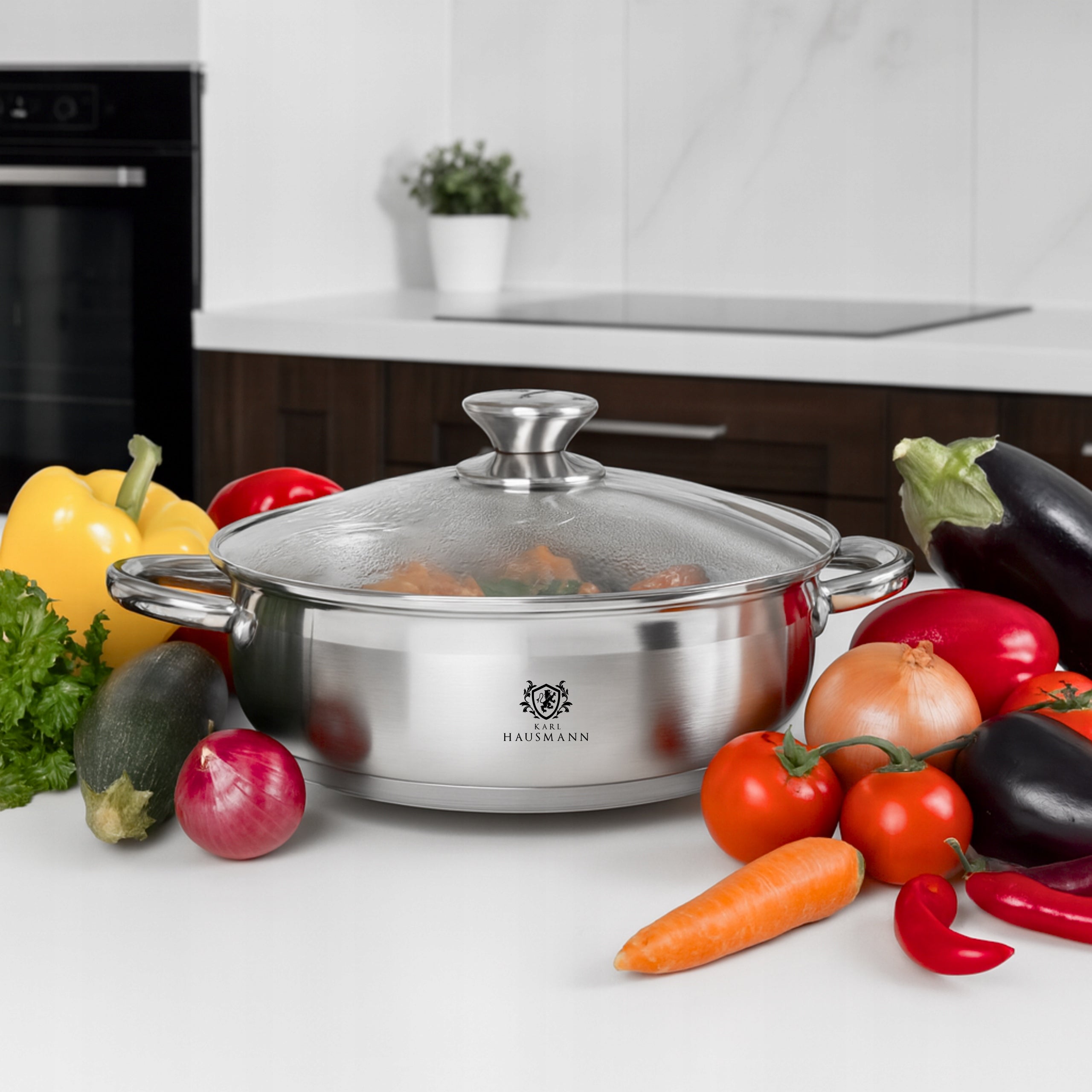 POT INDUCTION STAINLESS STEEL GAS 7,6L 32cm WITH LID LOW SOLID EAN (GTIN) 5905155032072