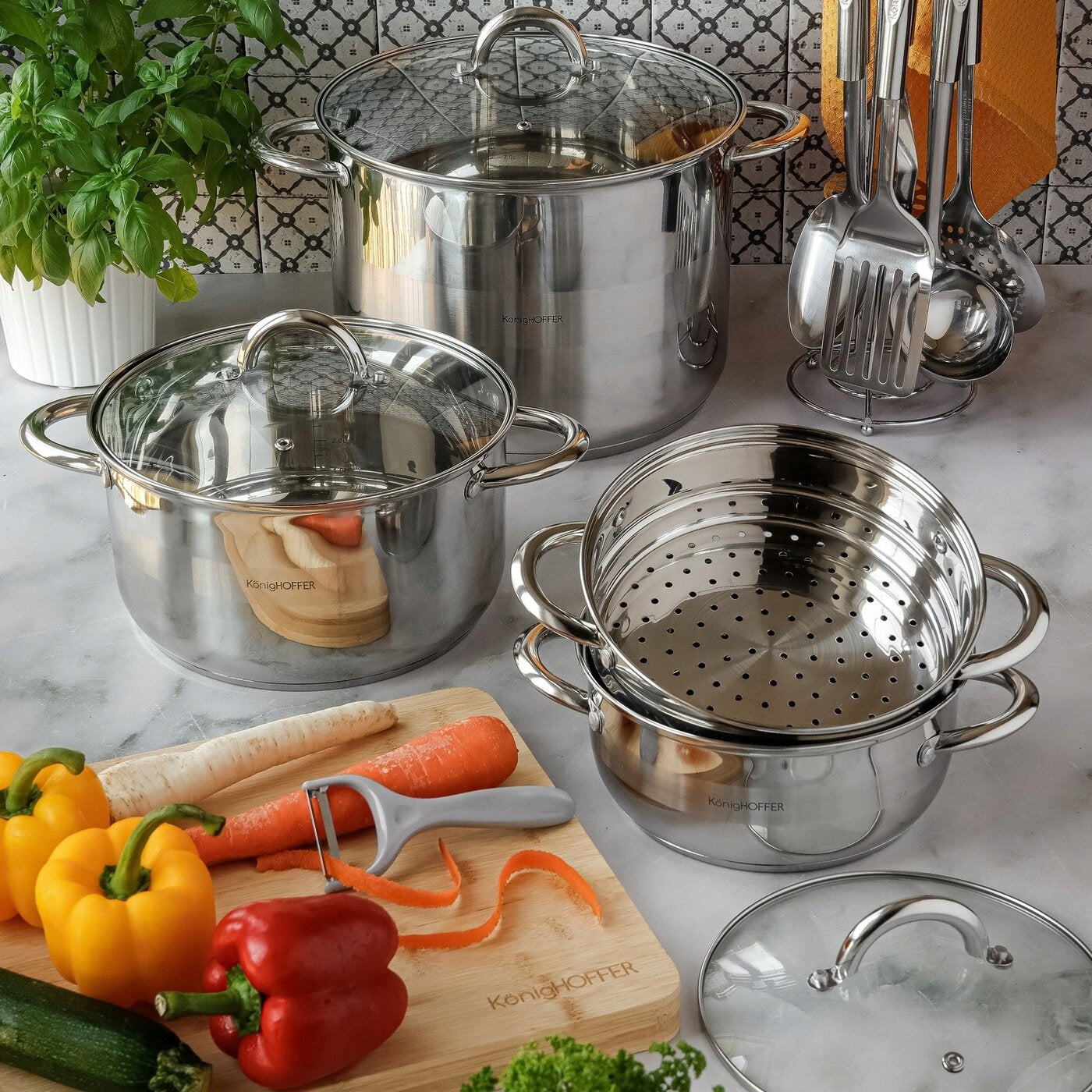 POT INDUCTION Steel Gas Lid SMALL Konighoffer Faro 1,8 l 16cm Packaging status original