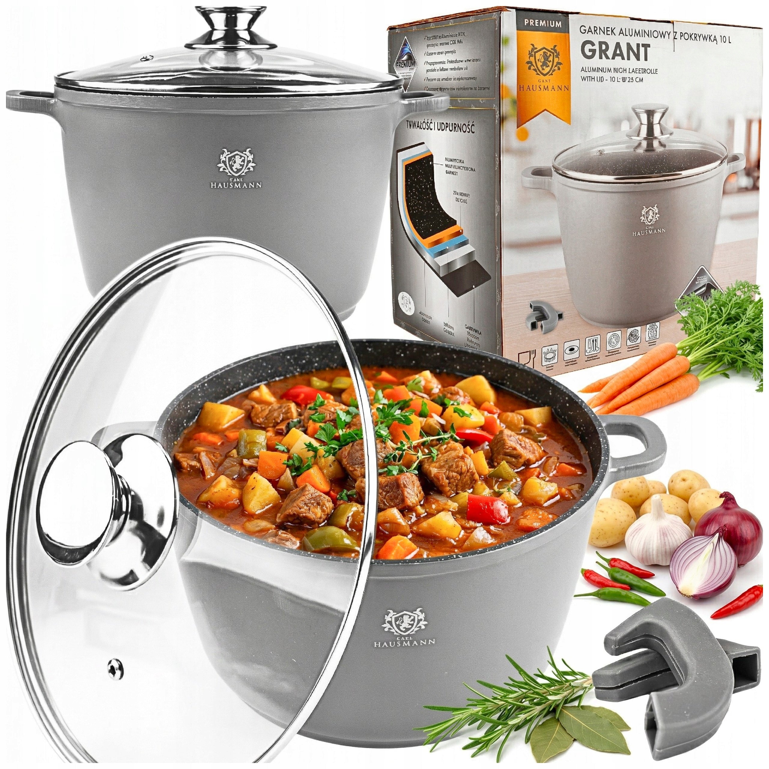 POT LARGE 10L INDUCTION GAS HIGH MARBLED POT FOR OVEN POTS