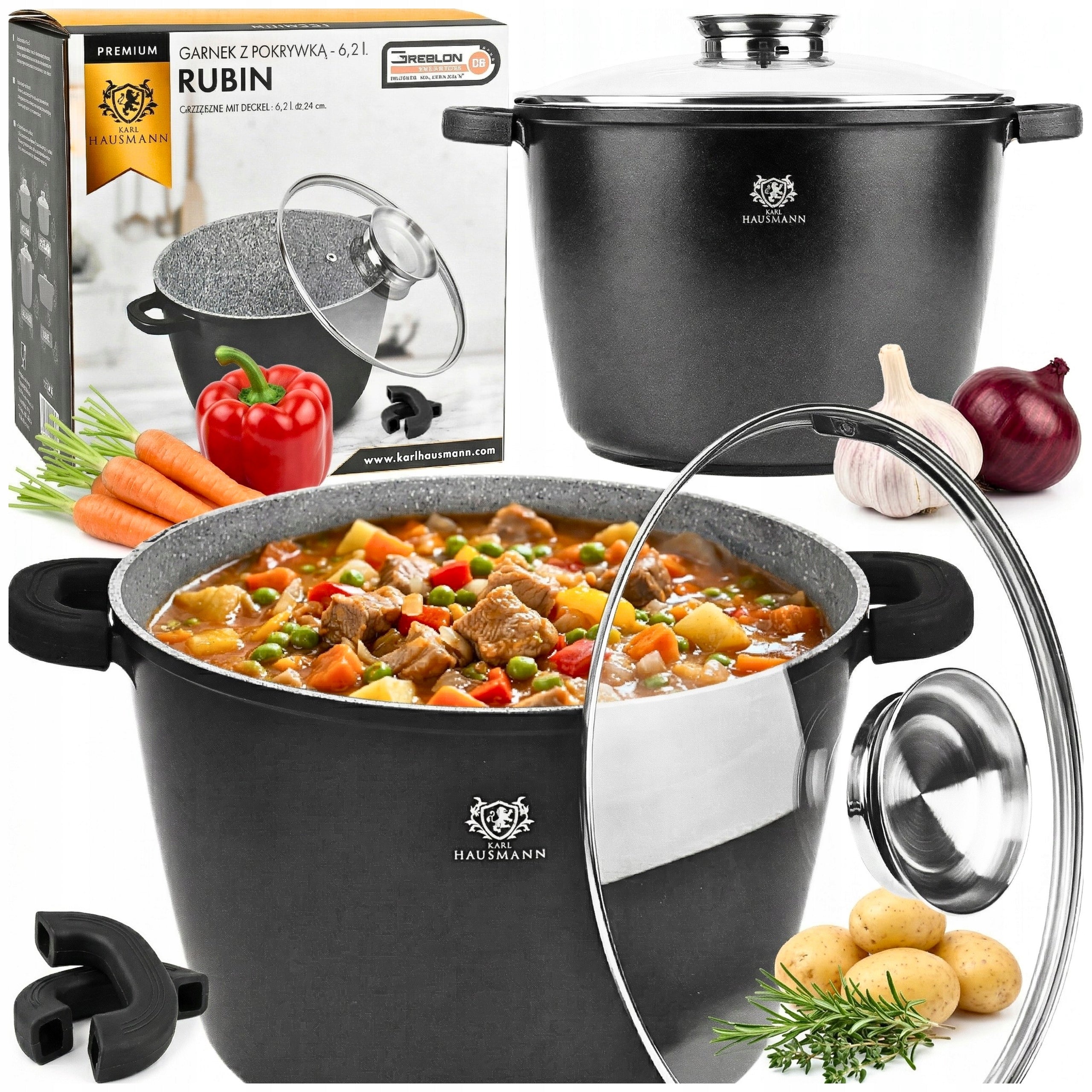 POT LARGE 6,2L INDUCTION GAS HIGH MARBLED POT FOR OVEN POTS