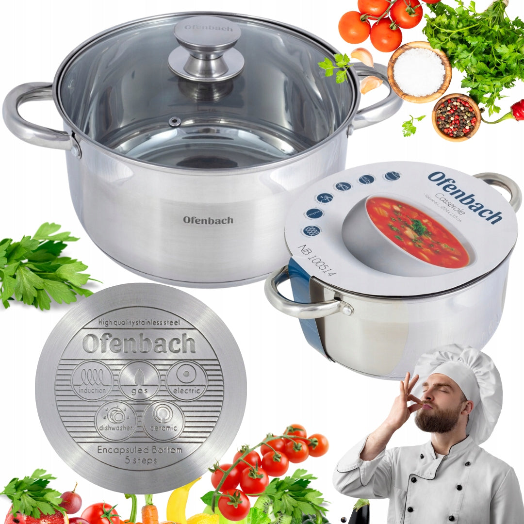 POT LARGE TRADITIONAL LID Steel GAS INDUCTION 5L KAMILLE universal