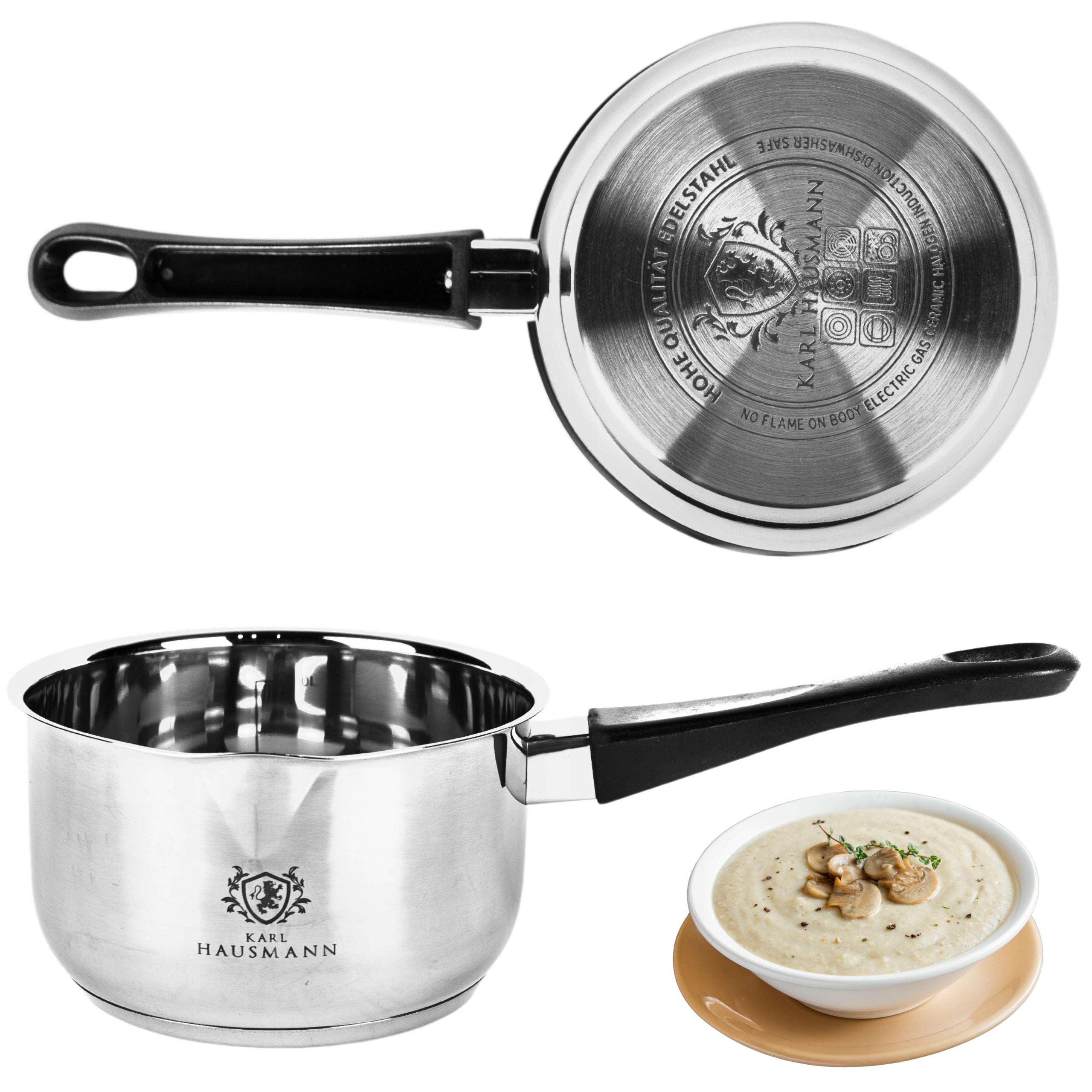 POT SAUCEPAN STEEL SAUCEPAN 1,5 HANDLE GAS INDUCTION STAINLESS STEEL 18/0