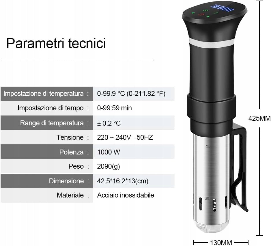 POT SOUS VIDE 1000W TOUCH DISPLAY LCD THERMOSTAT Model Sous Vide garnek do gotowania sous vide ze stali n