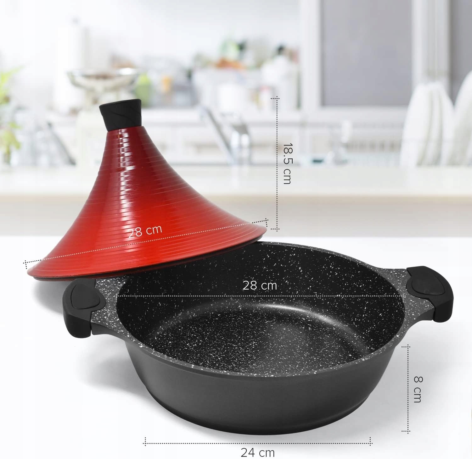 POT TAGINE ALUMINUM 28 CM INDUCTION NON-STICK LARGE RED Brand no brand