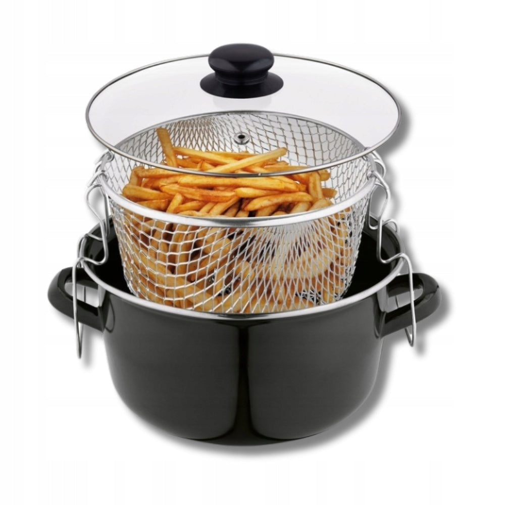 POT for frying DOUGHNUT FRIES Enameled with STRAINER 3,2l Induction Gas Brand Tadar