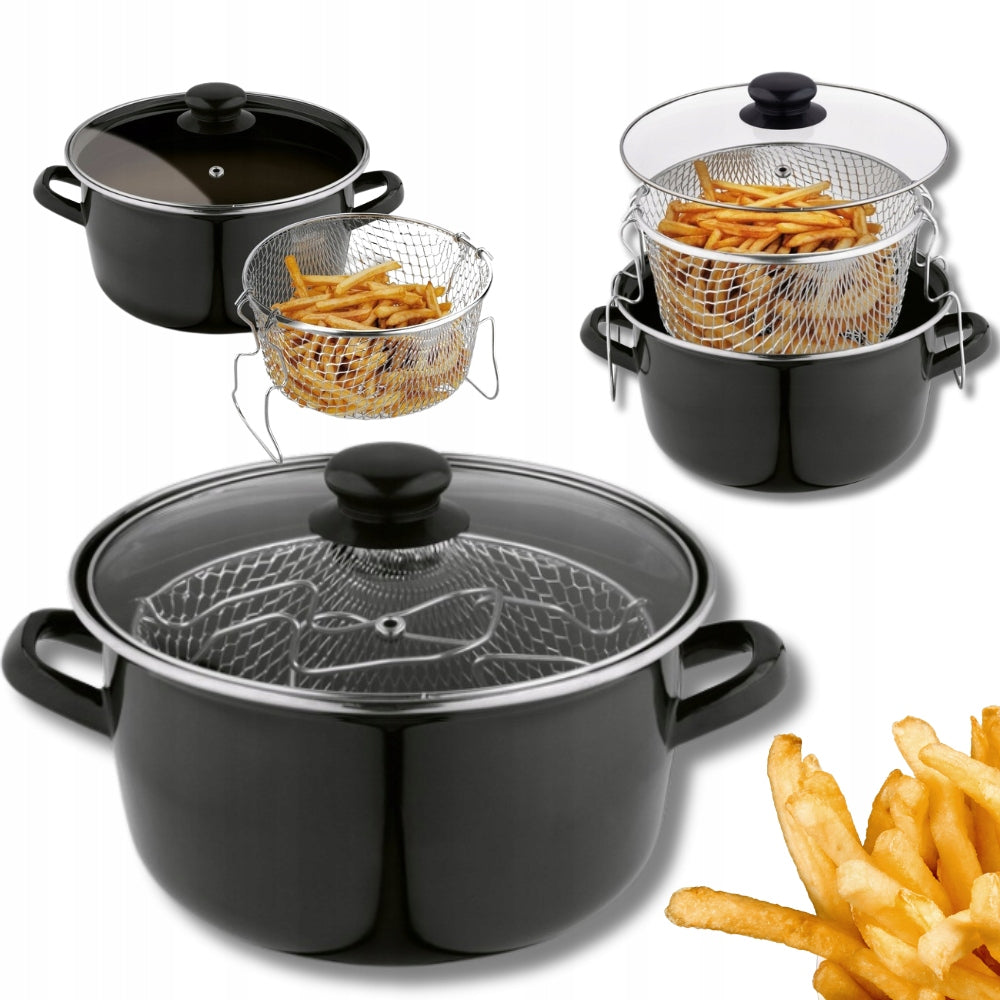 POT for frying DOUGHNUT FRIES Enameled with STRAINER 3,2l Induction Gas