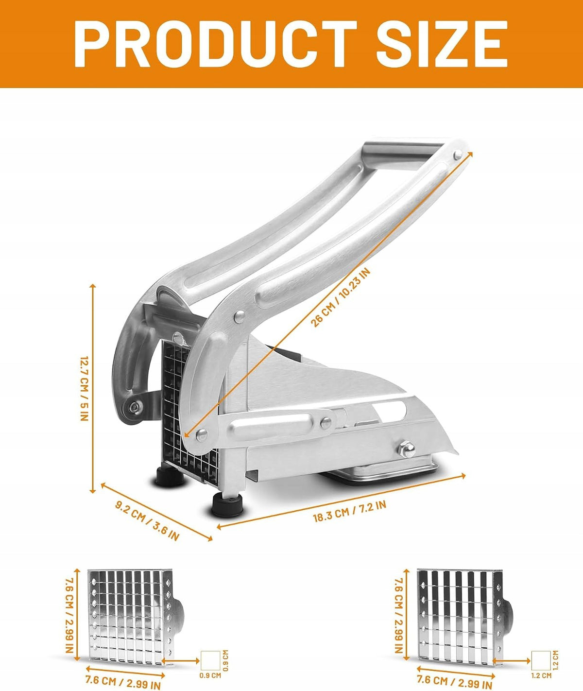 POTATO FRIES SLICER STAINLESS STEEL 2 INSERTS Brand TZ