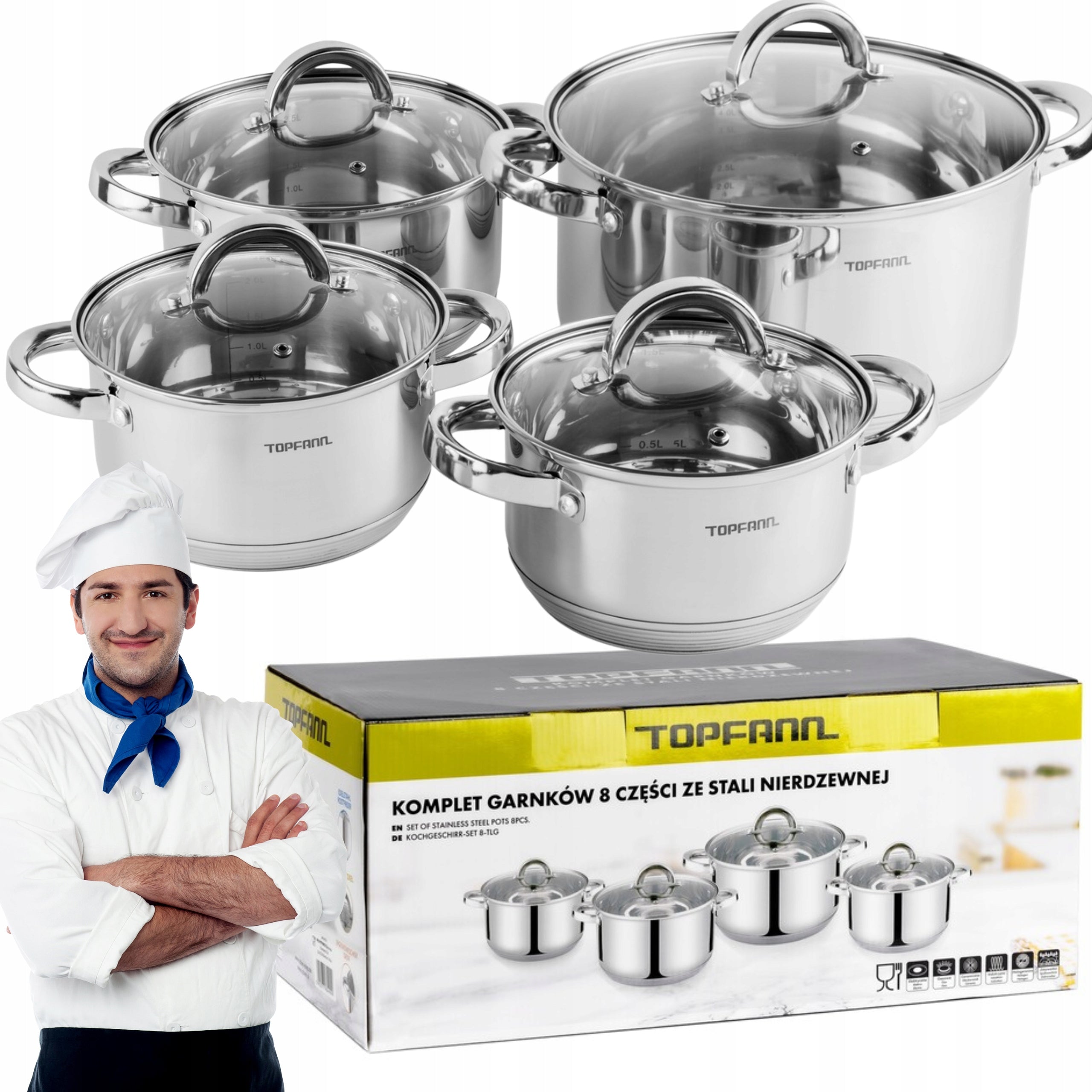 POTS INDUCTION SET OF POTS SET GAS 8EL SCOOP LARGE SMALL UNIVERSAL