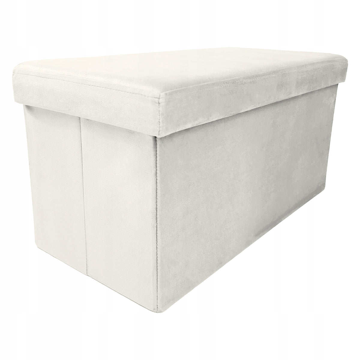 POUF FOLDING SEAT STORAGE UPHOLSTERED ELEGANT PERFECT DUO ECRU