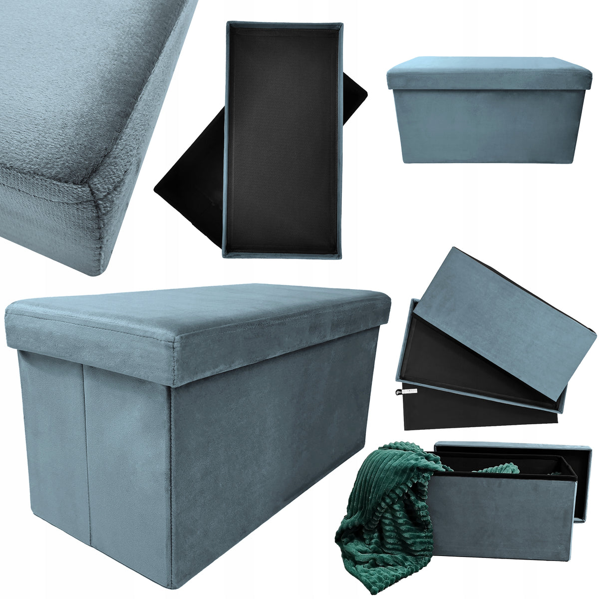 POUF FOLDING SEAT UPHOLSTERED STORAGE ELEGANT PERFECT DUO SEA Packaging status original