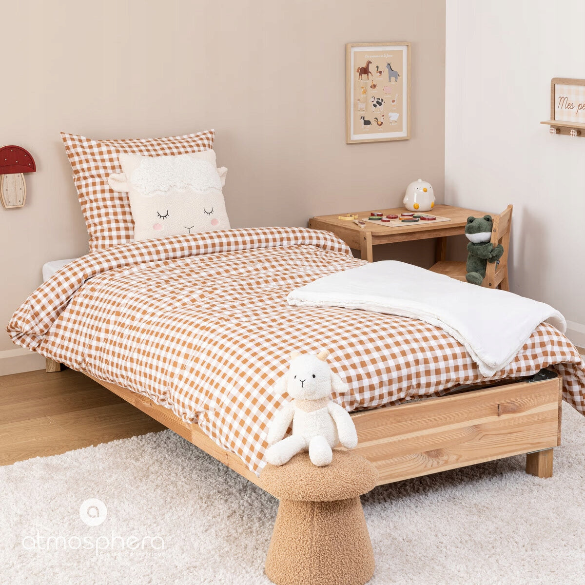 POUF FOR CHILDREN BROWN SOFT STOOL MUSHROOM TEDDY 27,5X27 CM TO 110 KG Brand Atmosphera