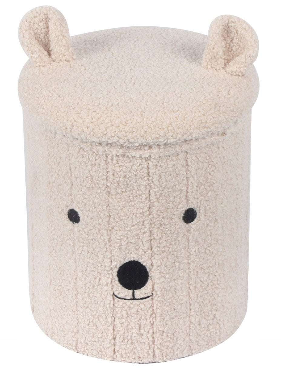 POUF FOR CHILDREN WITH TOY CONTAINER BEAR SOFT CREAM ORGANIZER
