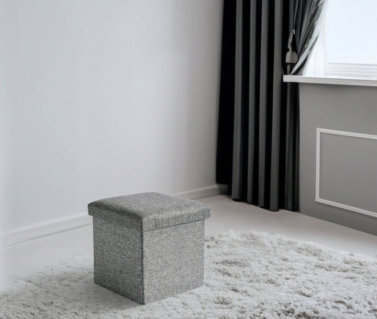 POUF OPENING FOLDING UPHOLSTERED CHEST CONTAINER WITH STORAGE r. L Packaging status original