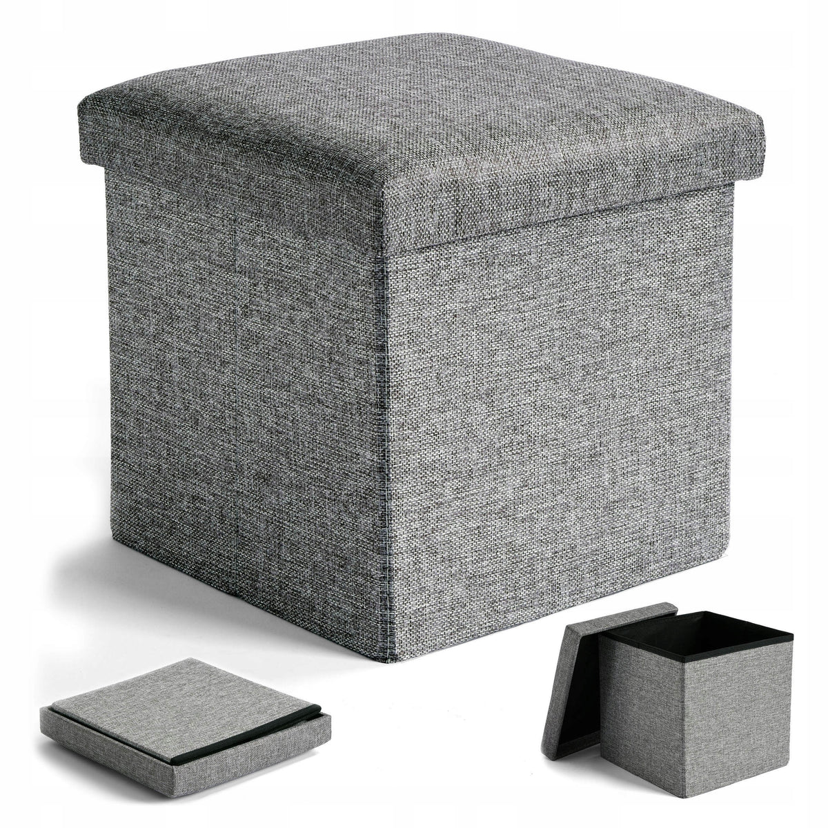 POUF OPENING FOLDING UPHOLSTERED CHEST CONTAINER WITH STORAGE r. L