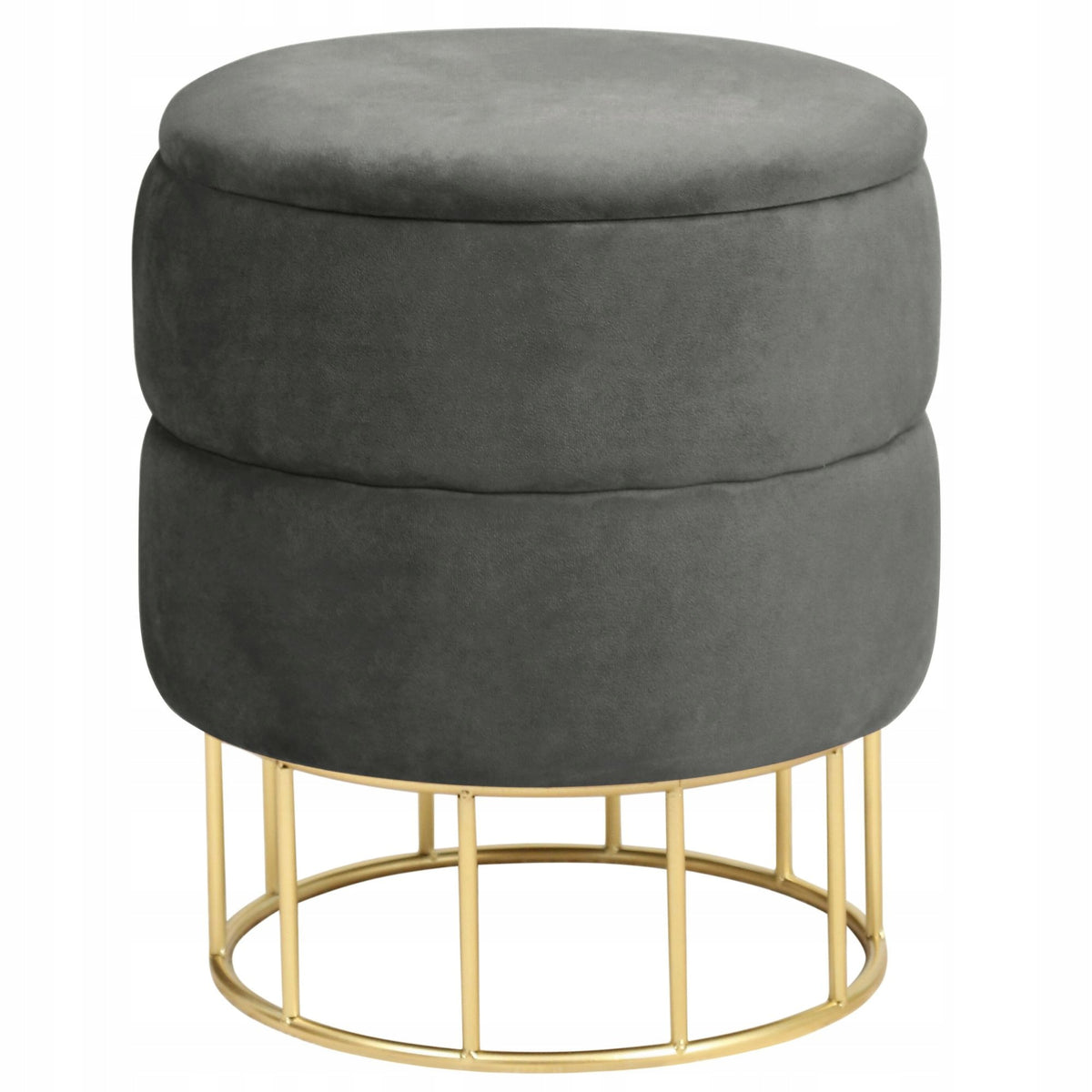POUF OPENING FOOTREST FOR LIVING ROOM ROUND VELOUR GRAPHITE